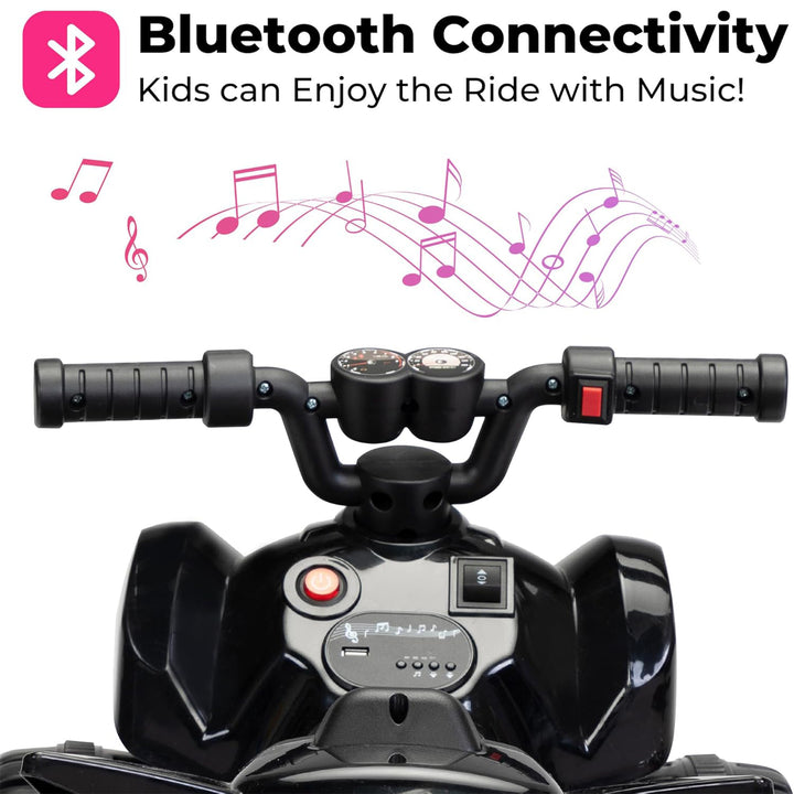 TOBBI Ride On 6 Volt ATV Car with Rear Mist Sprayer & LED Lights for Kids, Black - VMInnovations