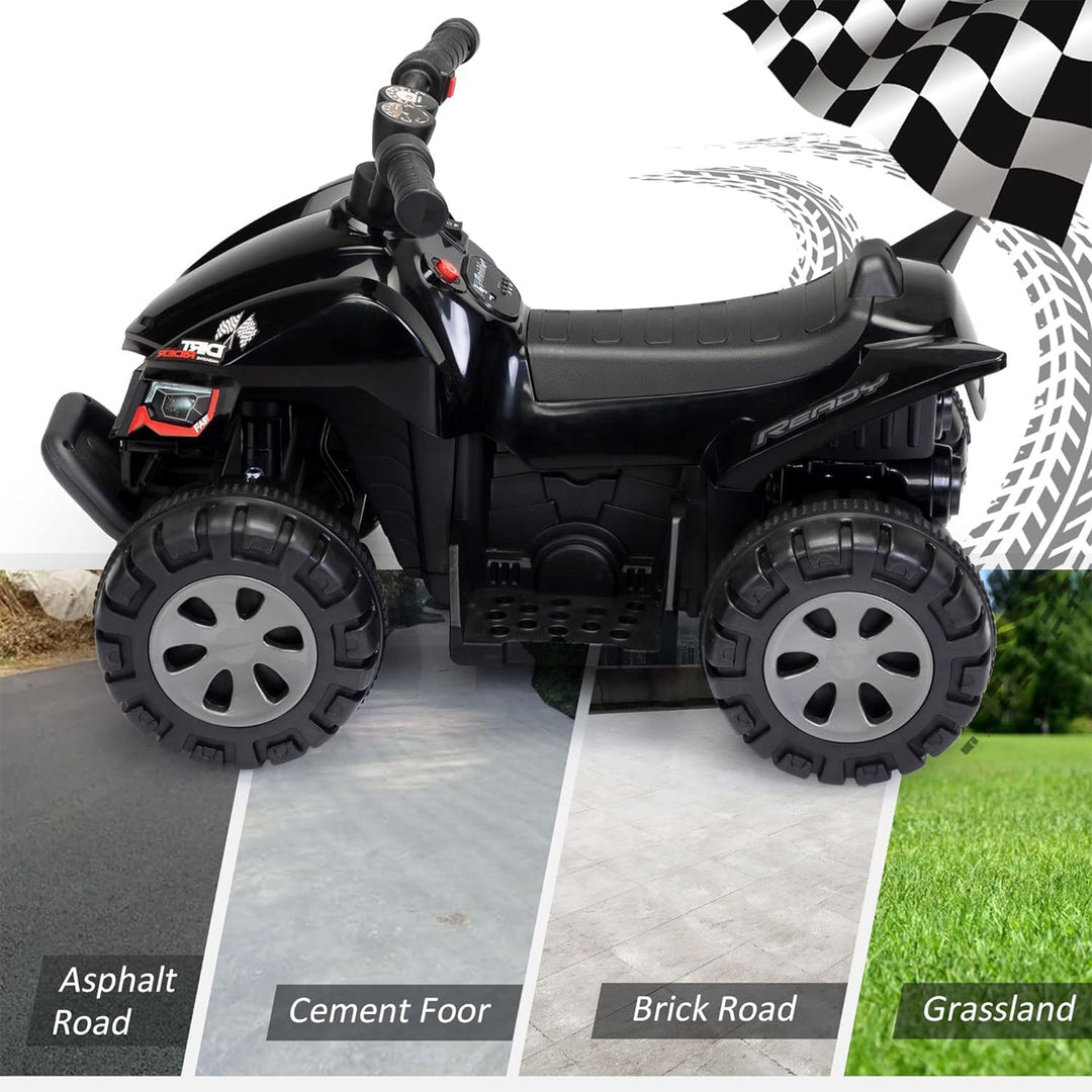 TOBBI Ride On 6 Volt ATV Car with Rear Mist Sprayer & LED Lights for Kids, Black - VMInnovations