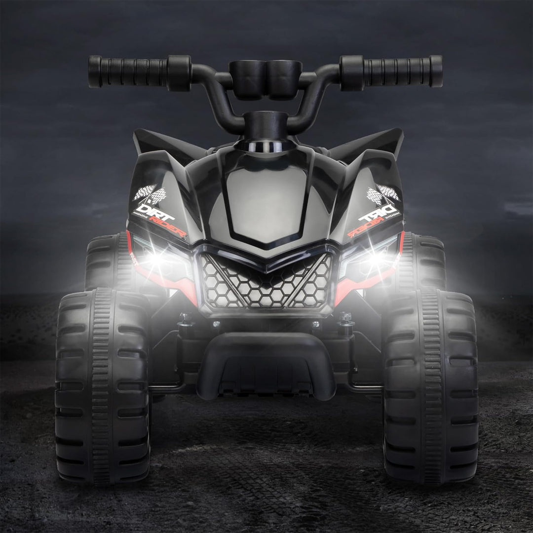 TOBBI Ride On 6 Volt ATV Car with Rear Mist Sprayer & LED Lights for Kids, Black - VMInnovations