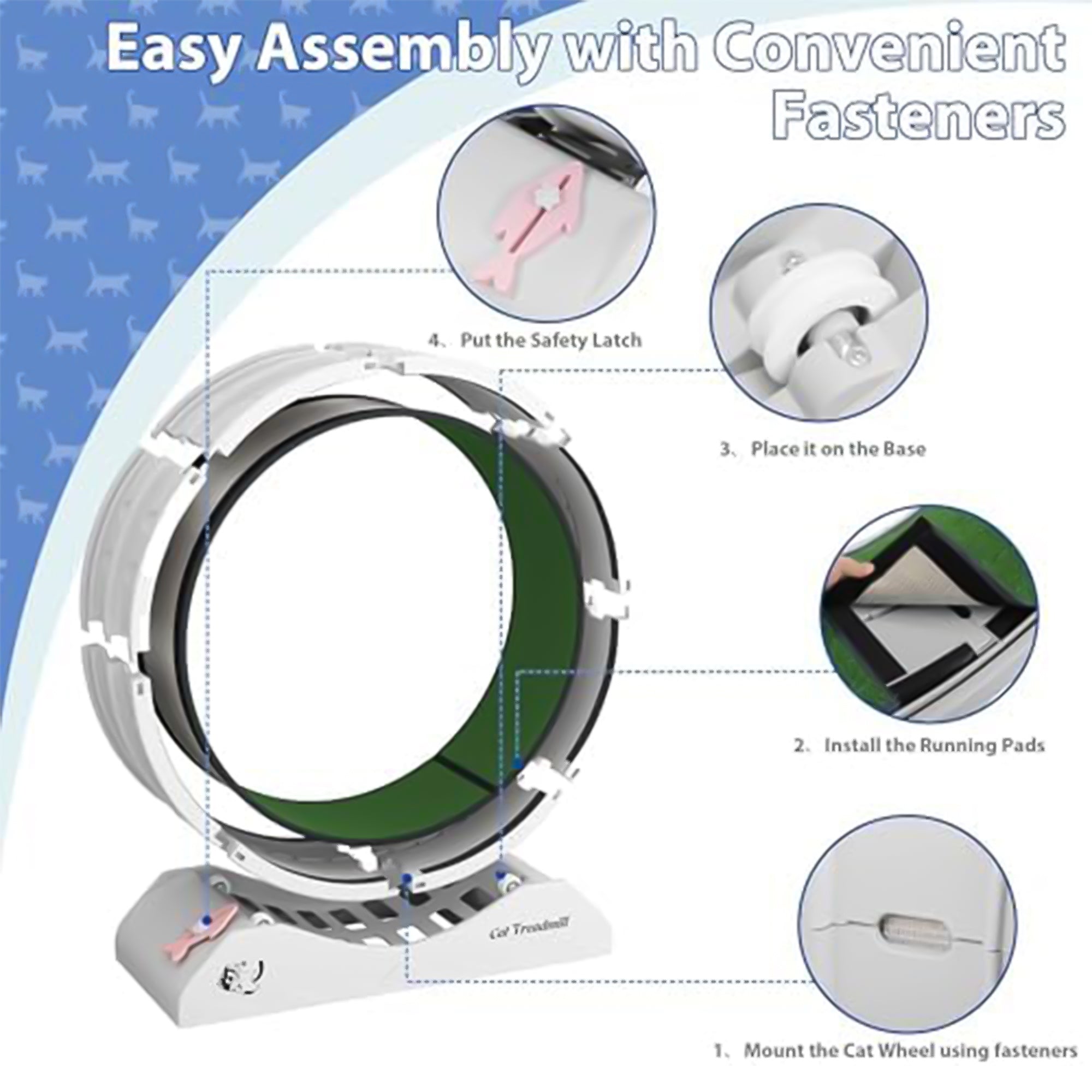 COZIWOW Lockable 31.5” Cat Exercise Wheel Treadmill with Removable Carpet, Grey - VMInnovations