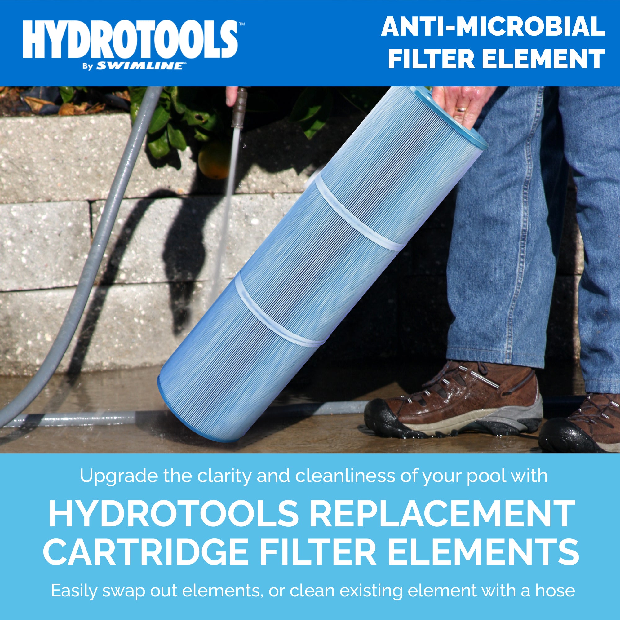 Swimline HYDROTOOLS Ultra Pool Replacement Cartridge Filter, 120 Sq. Ft., Blue - VMInnovations