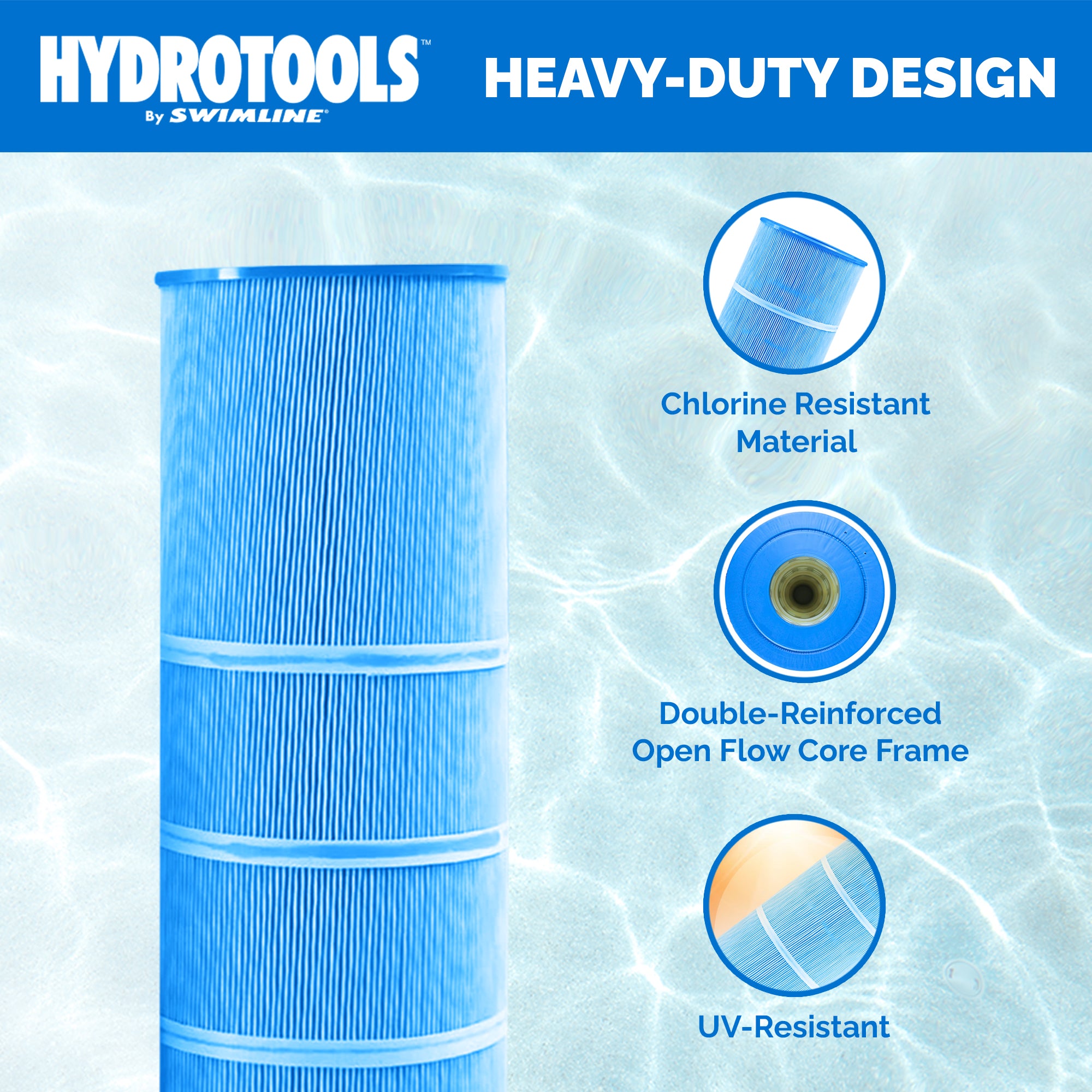 Swimline HYDROTOOLS Ultra Pool Replacement Cartridge Filter, 150 Sq. Ft., Blue - VMInnovations