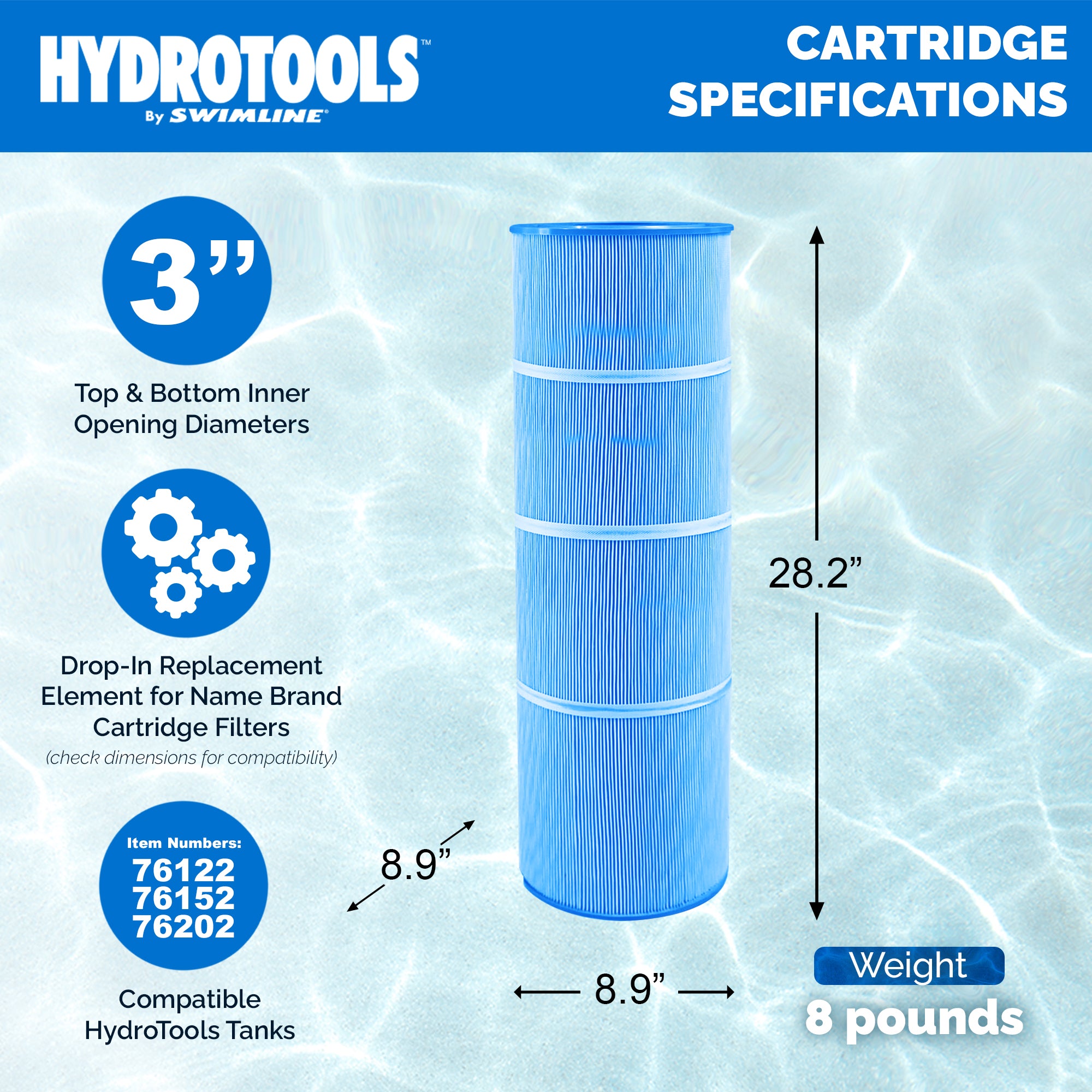 Swimline HYDROTOOLS Ultra Pool Replacement Cartridge Filter, 150 Sq. (Open Box) - VMInnovations