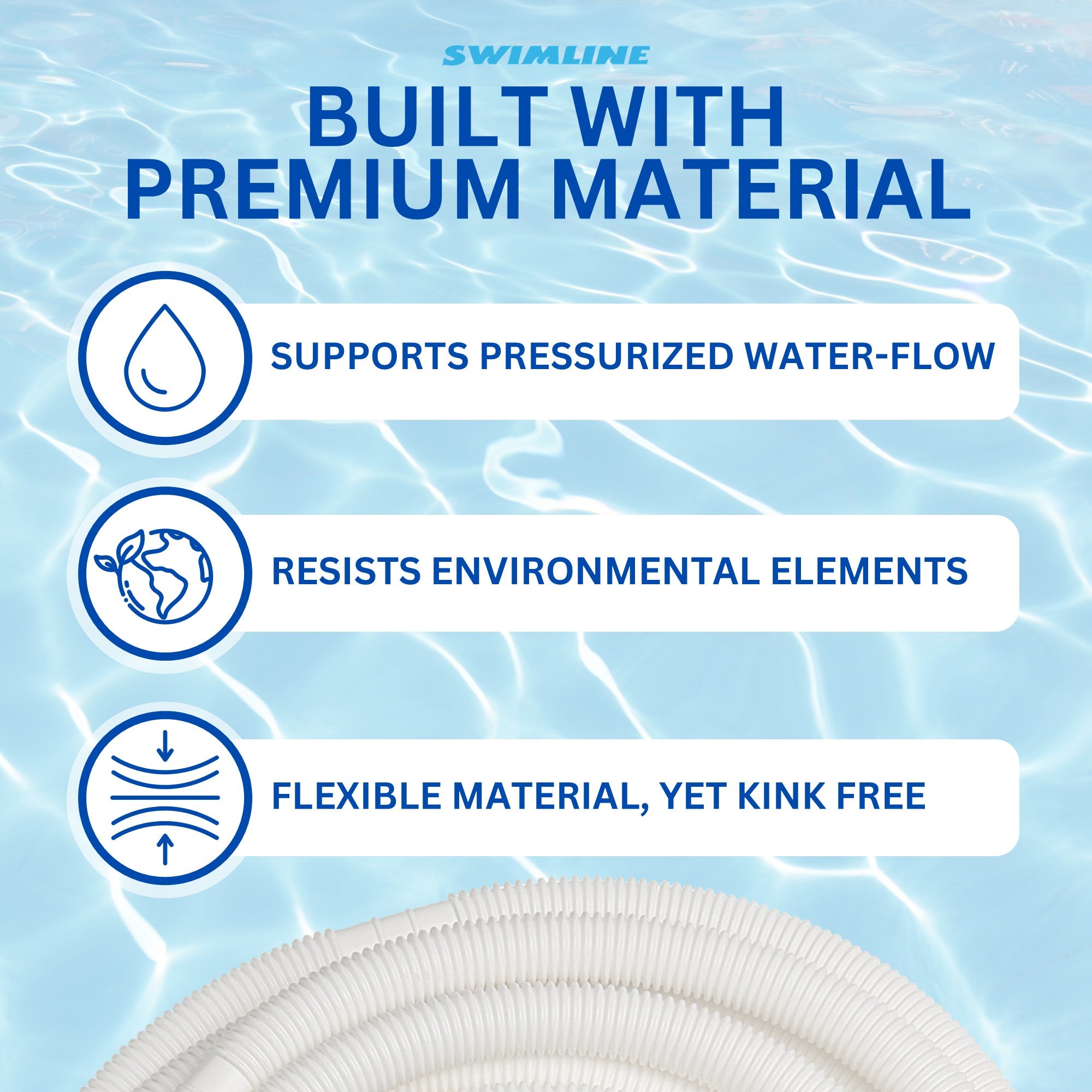 Swimline Hydrotools Standard Inground Swimming Pool Vacuum Hose, 1.25" x 250'
