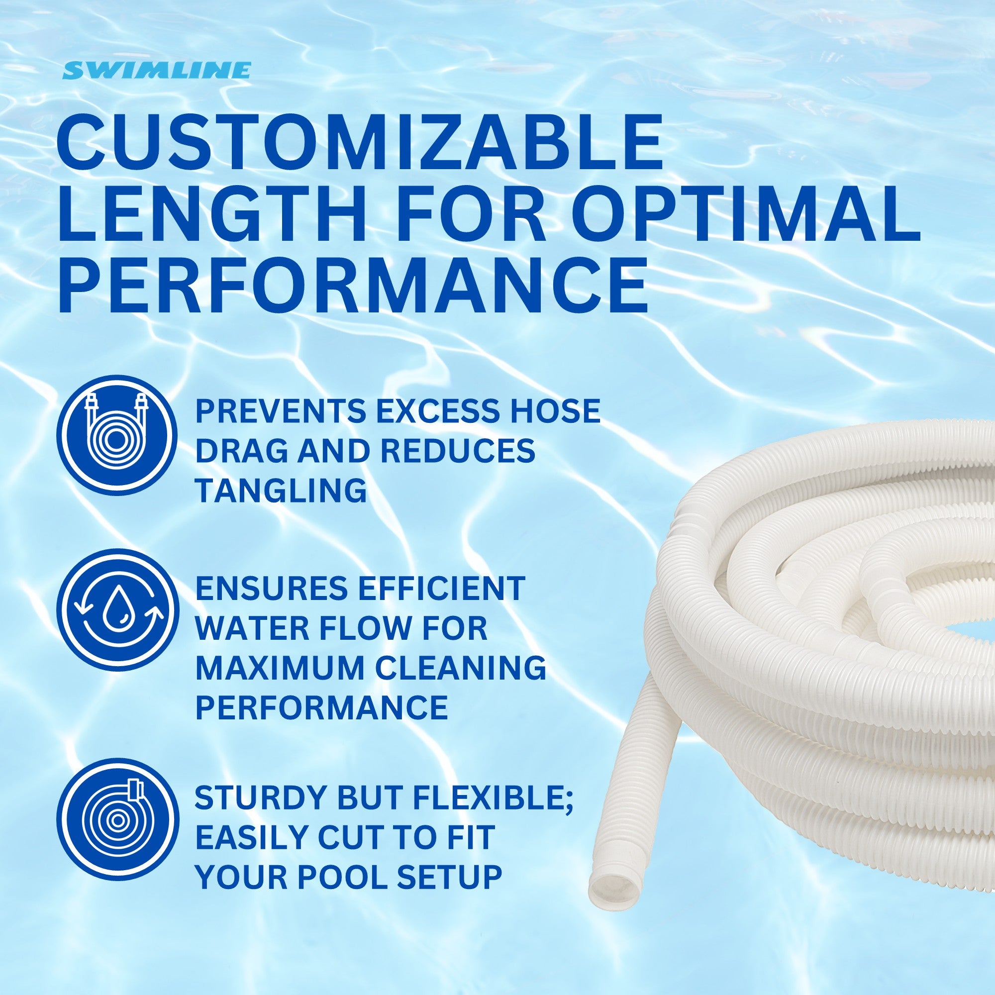 Swimline Hydrotools Standard Inground Swimming Pool Vacuum Hose, 1.5" x 150'