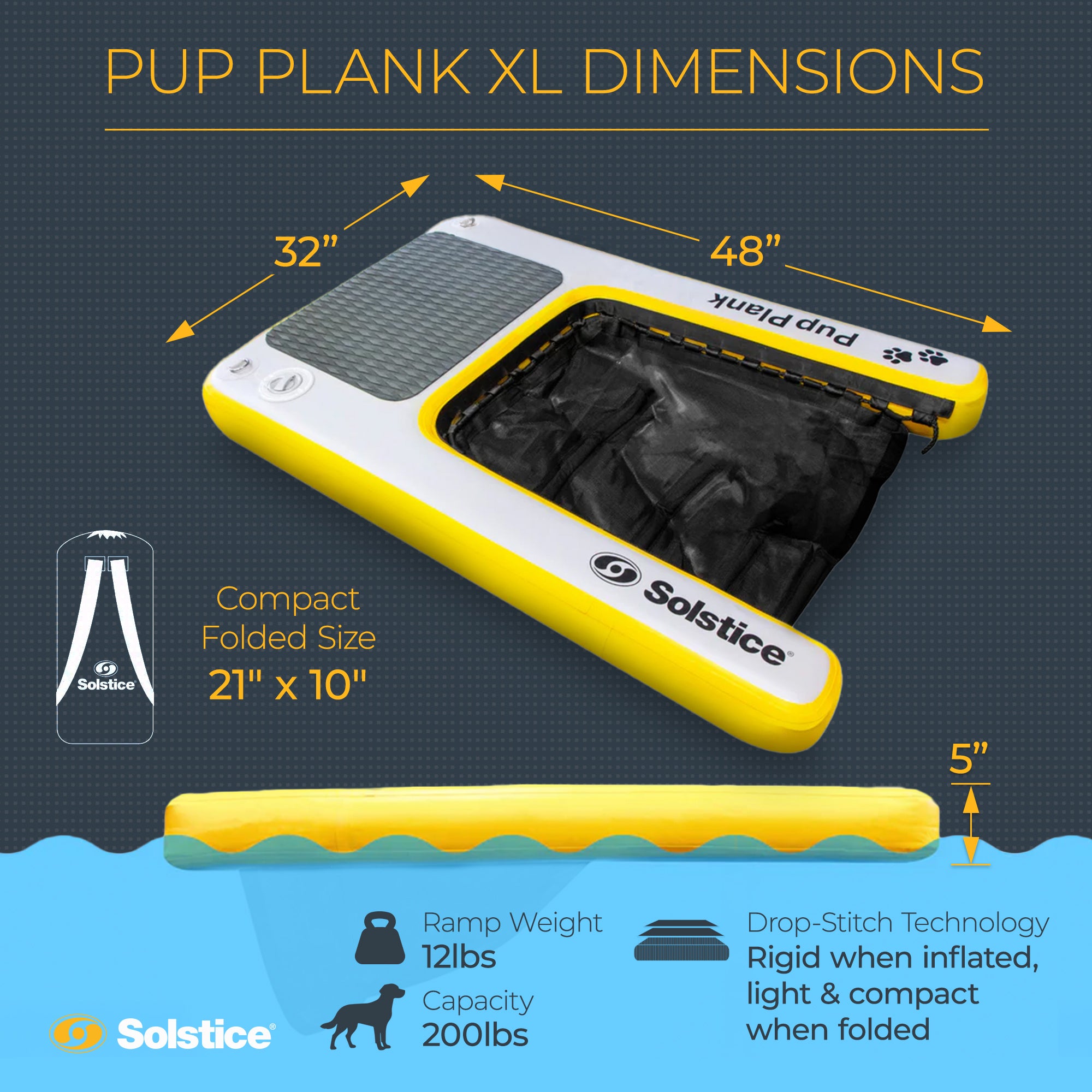 Solstice Inflatable Pup Plank Dog Float Floating Ramp Ladder for Pools(Open Box) - VMInnovations