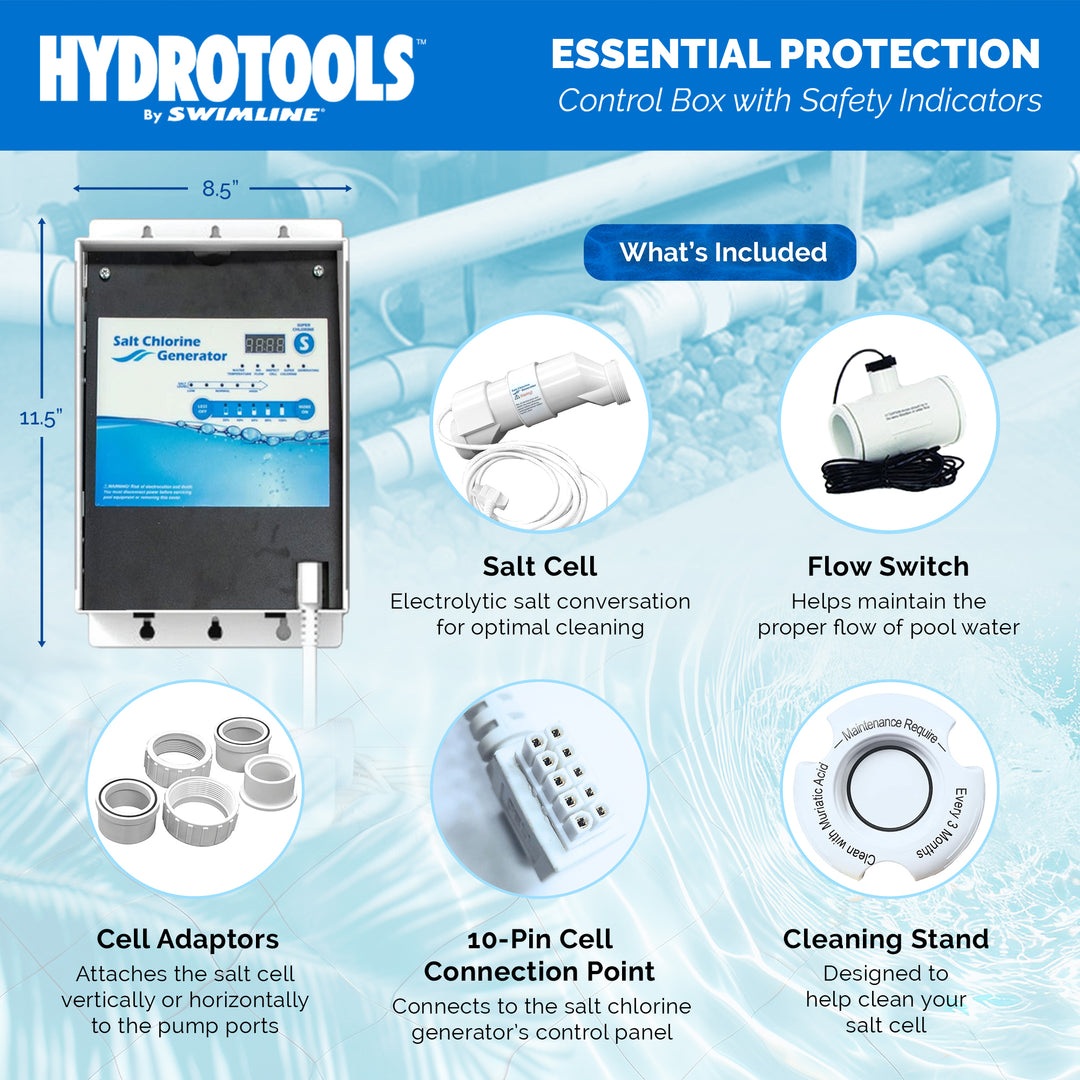 Swimline 87640 Salt Water Chlorine Generator System, 40K Gallon Swimming Pools - VMInnovations