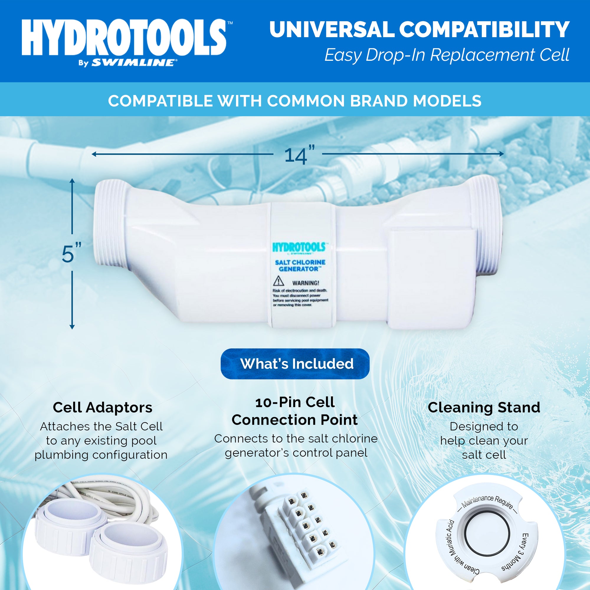 Swimline Salt Replacement Cell for Water Chlorine System, 15KGal Pools(Open Box) - VMInnovations