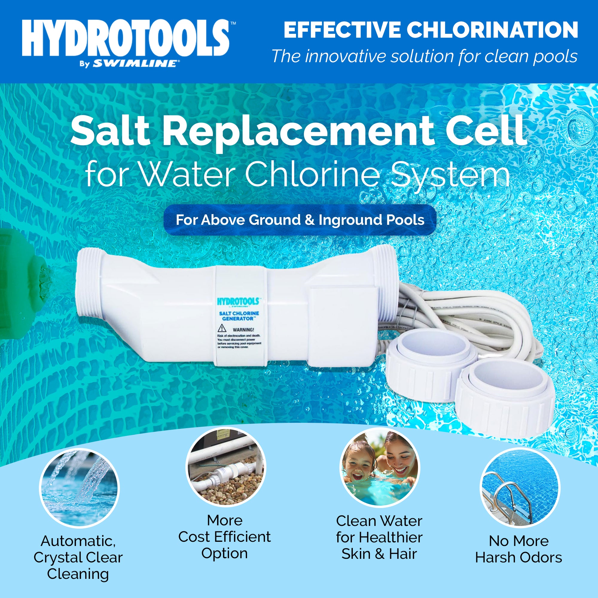 Swimline Salt Replacement Cell for Water Chlorine System, 25K Gal (Open Box)