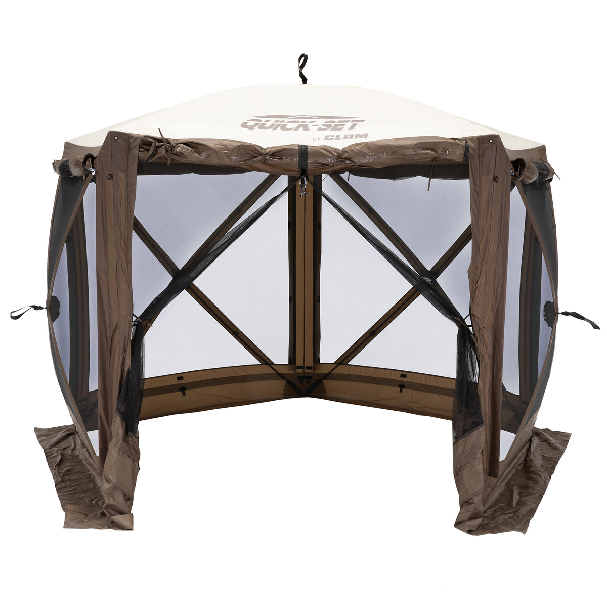 CLAM Quick-Set Adventure 9 x 9 Ft Portable Outdoor Camping Canopy, Brown (Used)