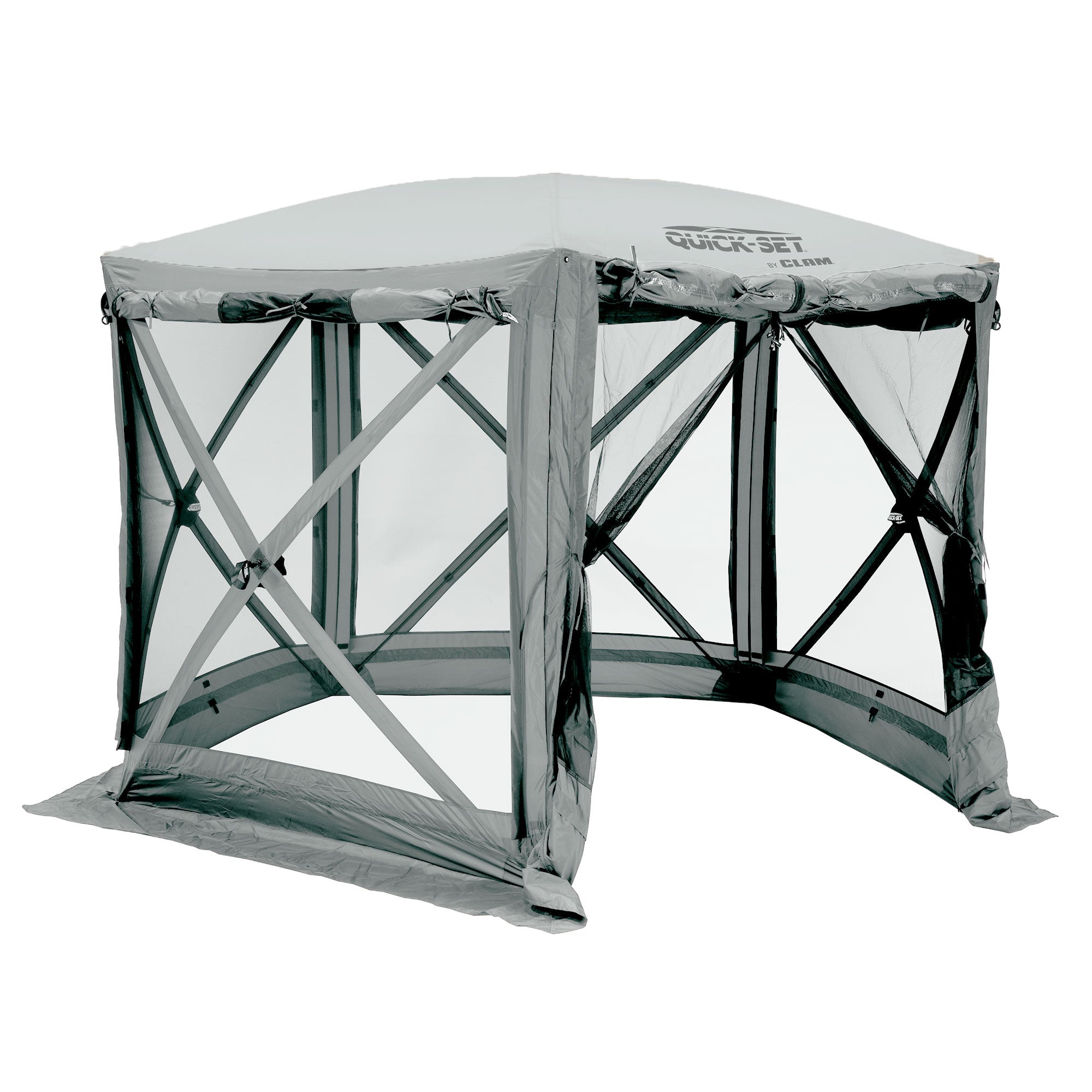 CLAM Quick-Set Adventure 9 x 9 Ft Portable Outdoor Camping Canopy Shelter, Gray - VMInnovations
