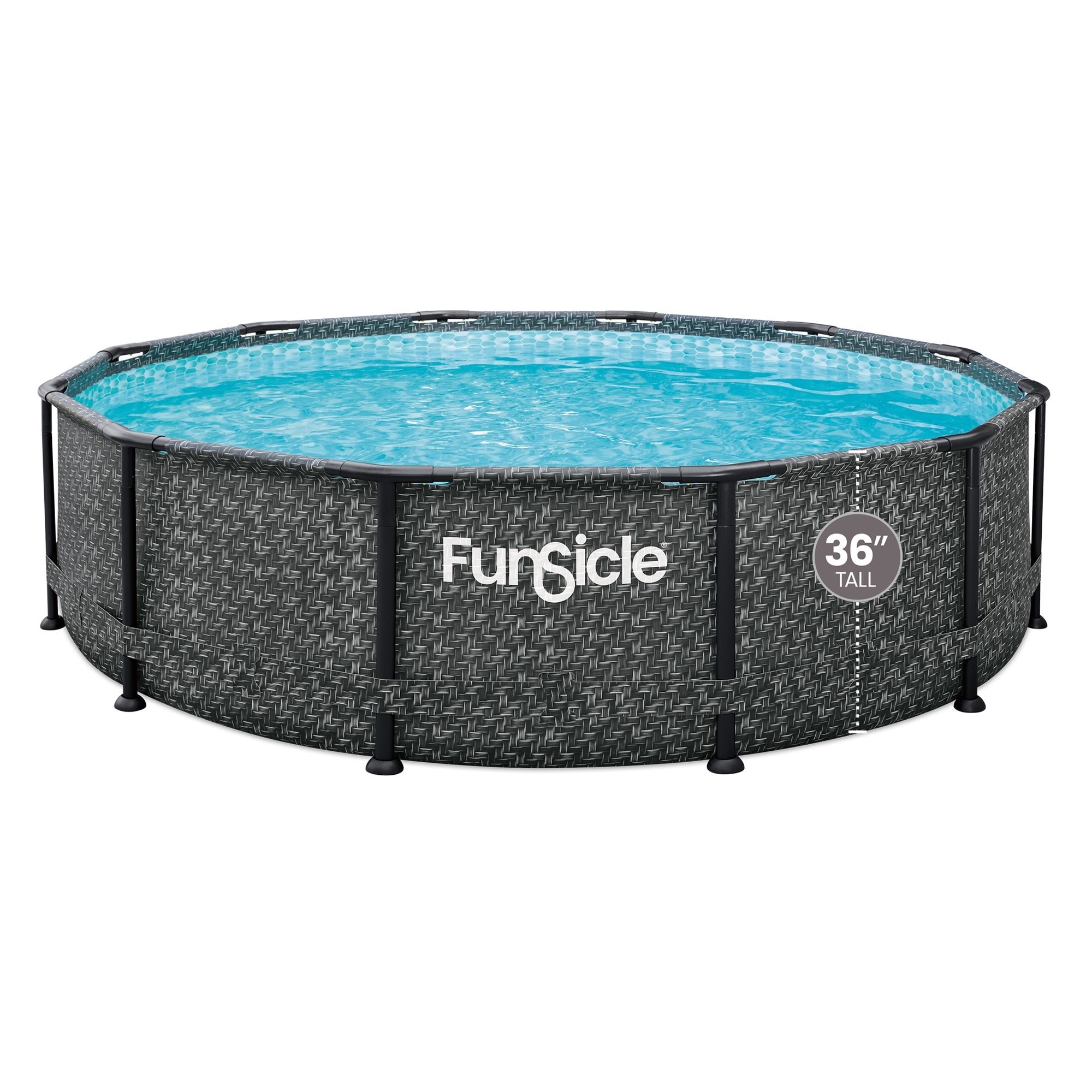 Funsicle 12' x 36" Oasis Designer Round Above Ground Pool,Dark Herringbone(Used) - VMInnovations