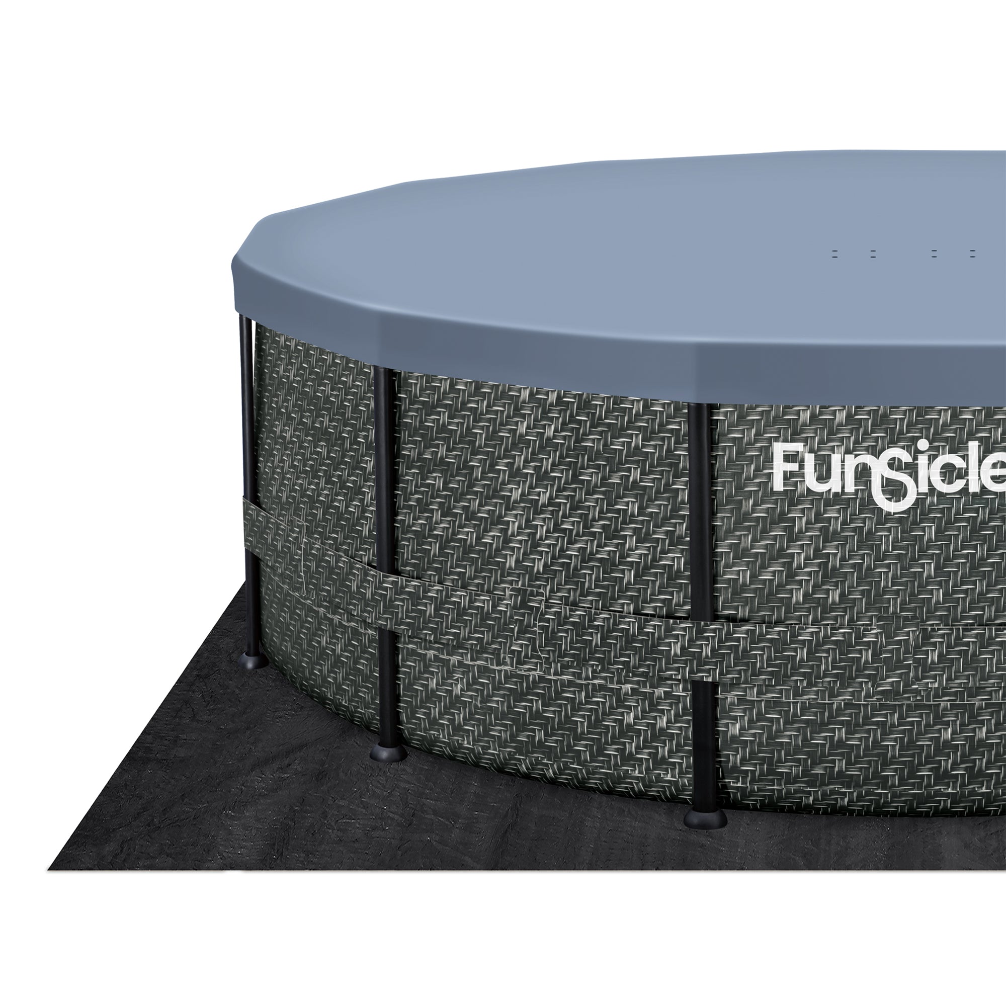 Funsicle 14' x 48" Oasis Designer Round Above Ground Pool,Dark Herringbone(Used) - VMInnovations