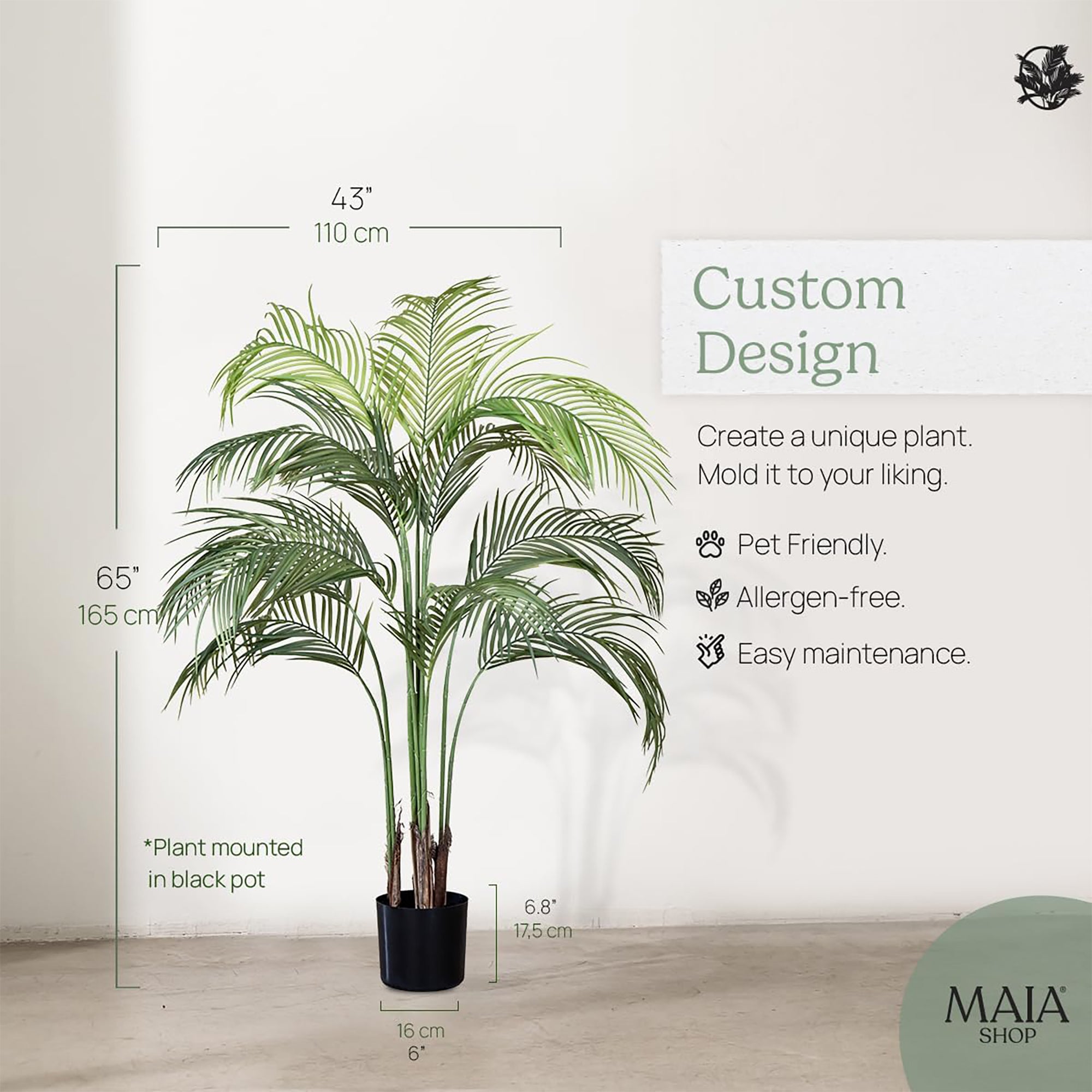 Maia Shop Palm Tree 5 Foot Tall Faux Plant, Fake Silk Tree (Open Box)