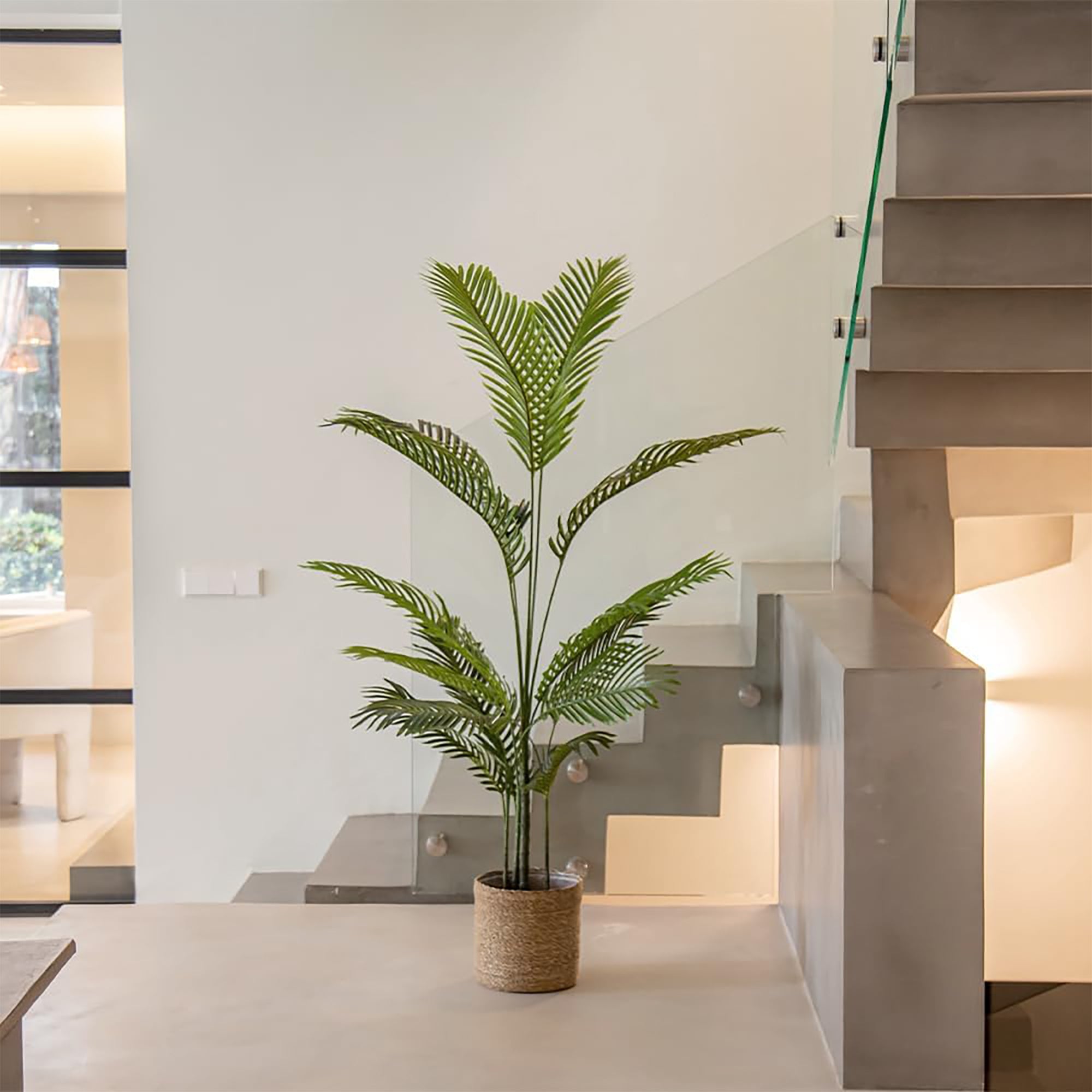 Maia Shop Palm Tree 6 Foot Faux Plant, Fake Silk Tree with Realistic Leaves - VMInnovations