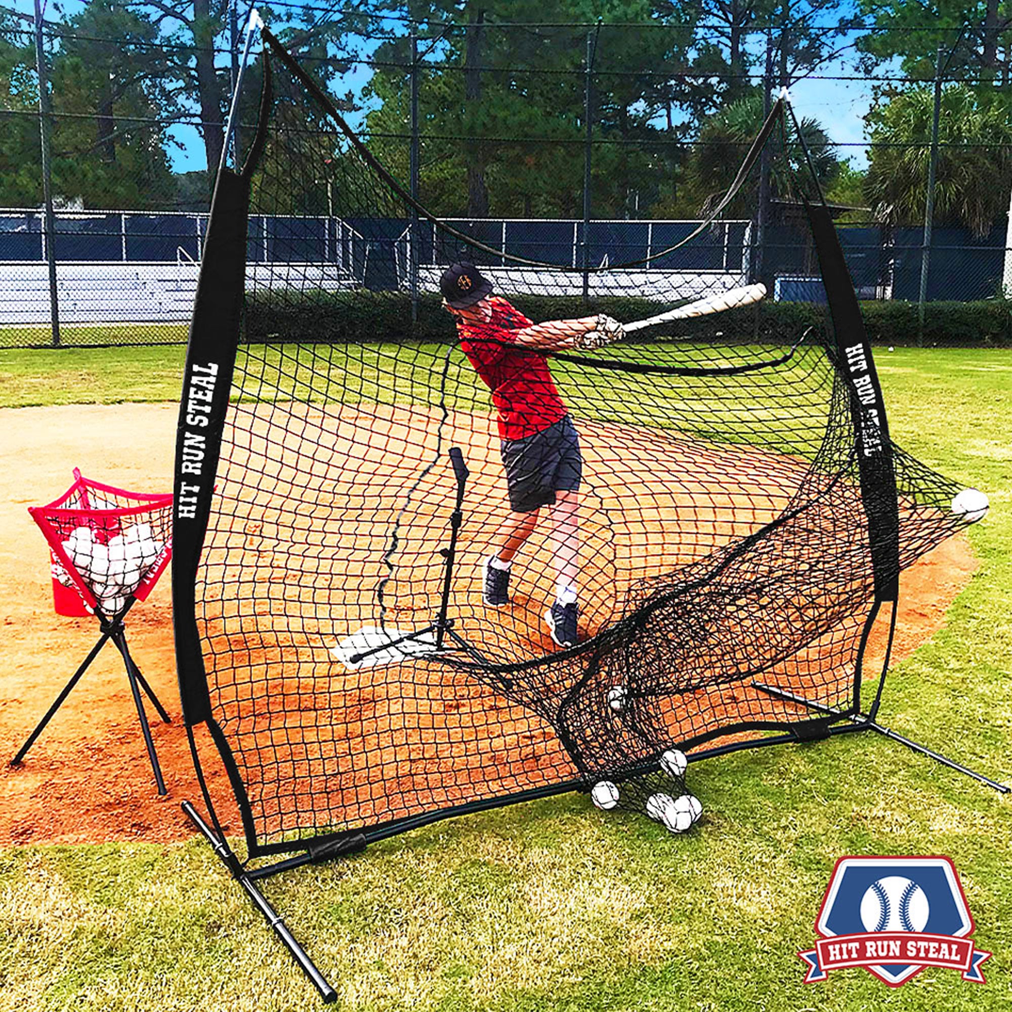 Hit Run Steal Heavy Duty Softball Baseball Net & Carrying Bag, Black (Used) - VMInnovations