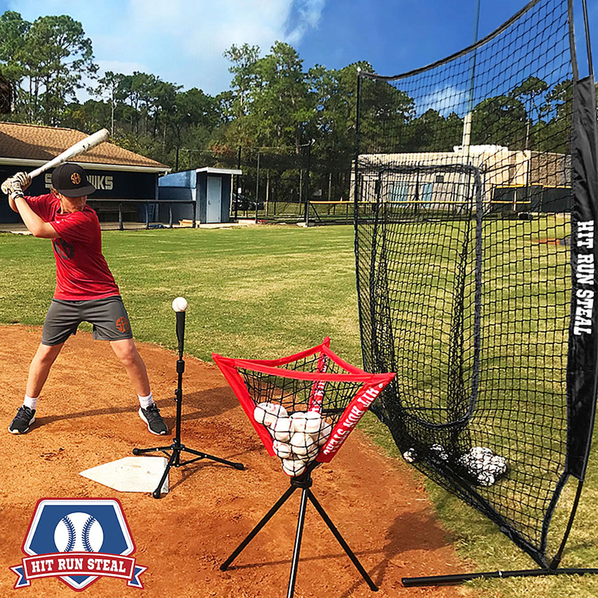 Hit Run Steal Heavy Duty Softball Baseball Net & Carrying Bag, Black (Used) - VMInnovations