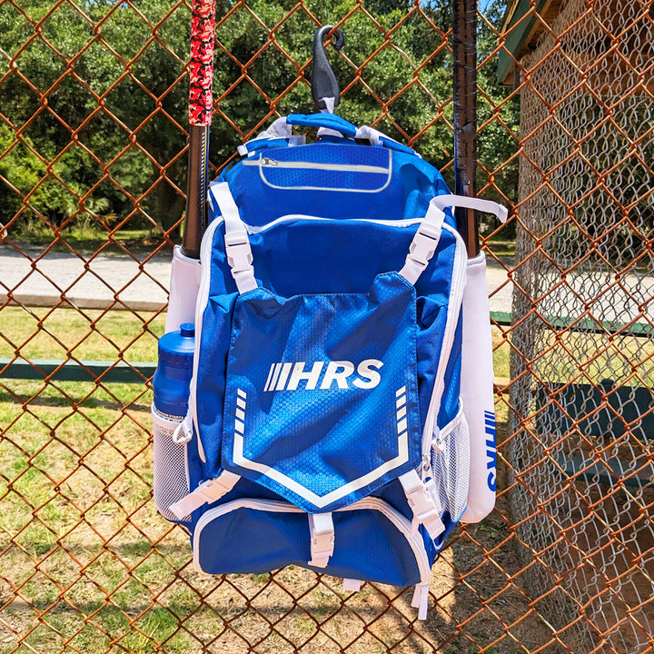 Hit Run Steal Bat Bag Backpack, Holds 4 Bats, Glove, and Helmet, Royal Blue - VMInnovations