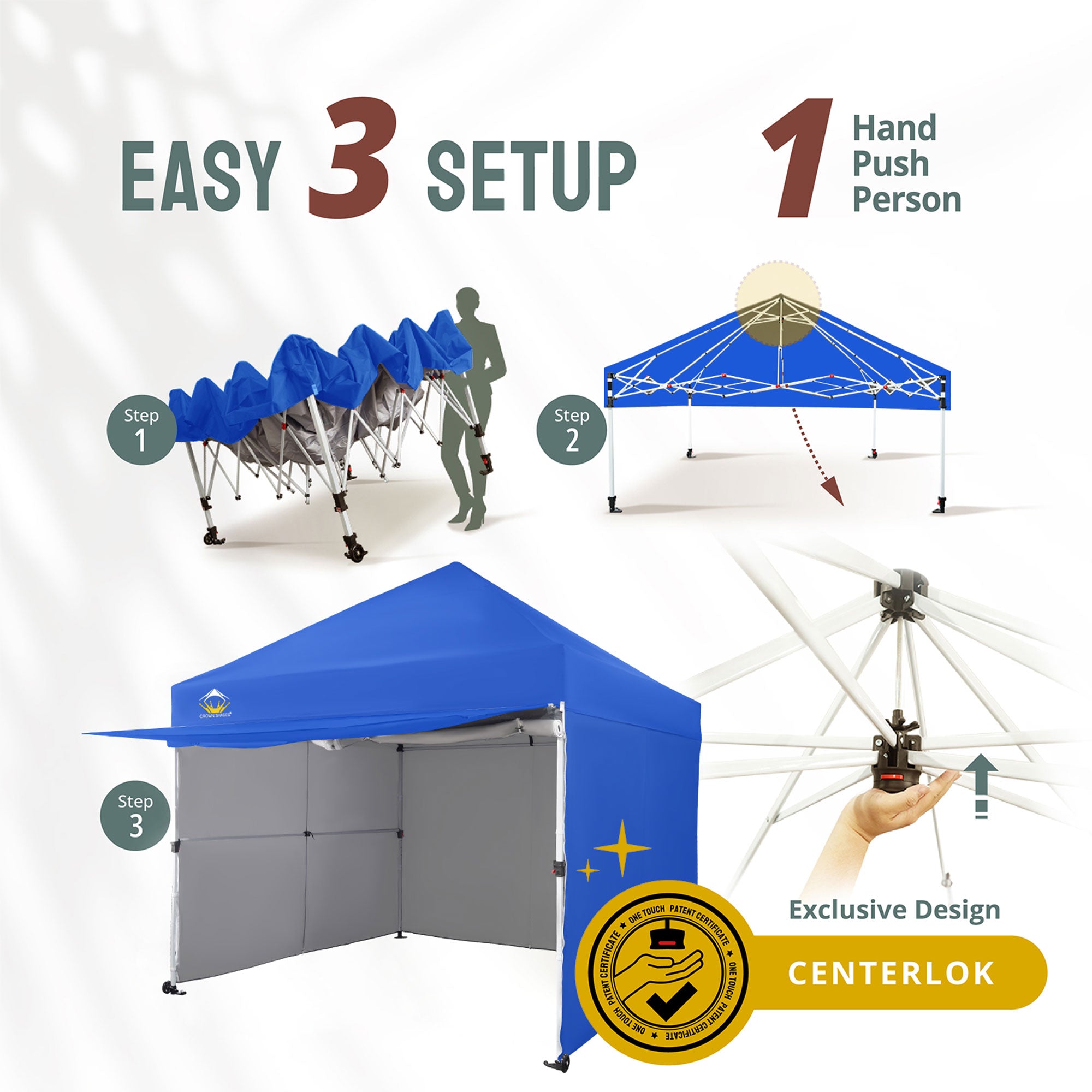 Crown Shades 10x10 Ft Instant Canopy Shelter with 4 Walls, Blue (Used) - VMInnovations