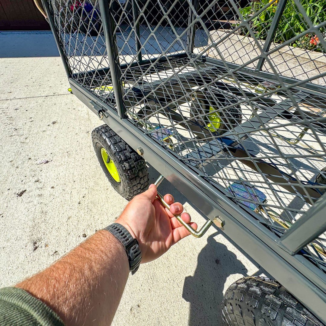 Yard Tuff 3 in 1 Dual-Side Dump Utility Wagon for Garden with Fold-Down Sides - VMInnovations