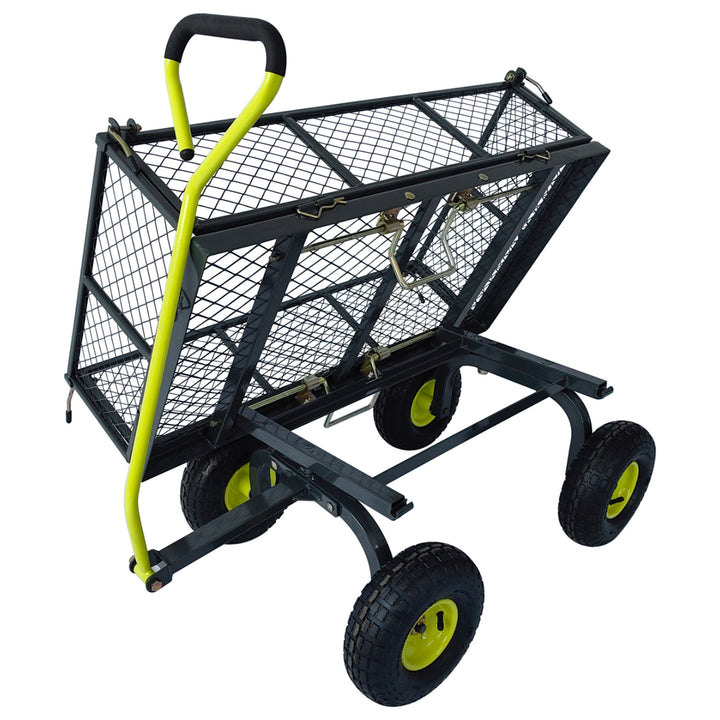 Yard Tuff 3 in 1 Dual-Side Dump Utility Wagon for Garden with Fold-Down Sides - VMInnovations