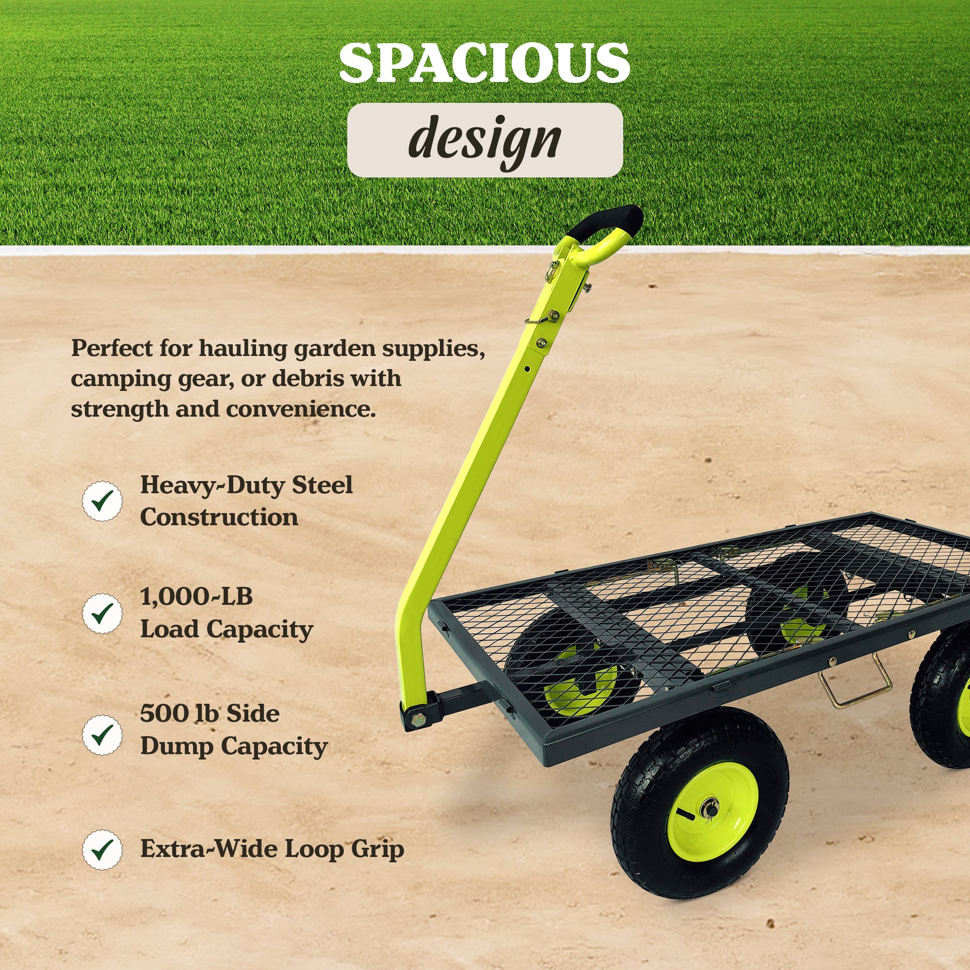 Yard Tuff 3-in-1 Dual Side Dump Wagon w/Folding Sides & 1000 lb. Capacity (Used)