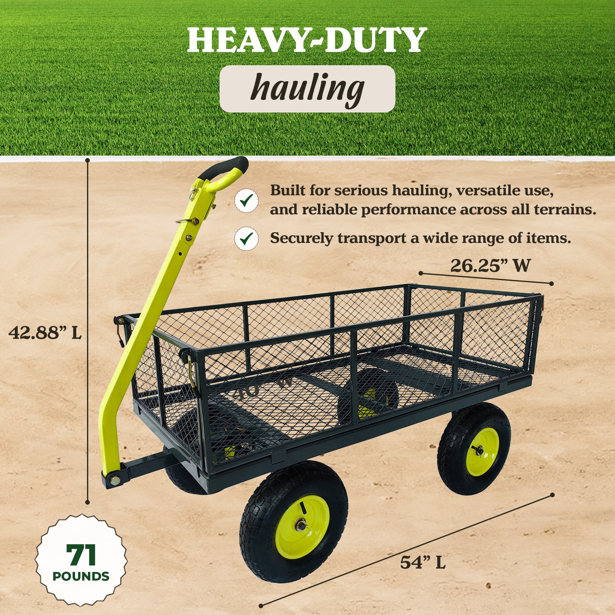 Yard Tuff 3-in-1 Dual Side Dump Wagon w/Folding Sides & 1000 lb. Capacity (Used)