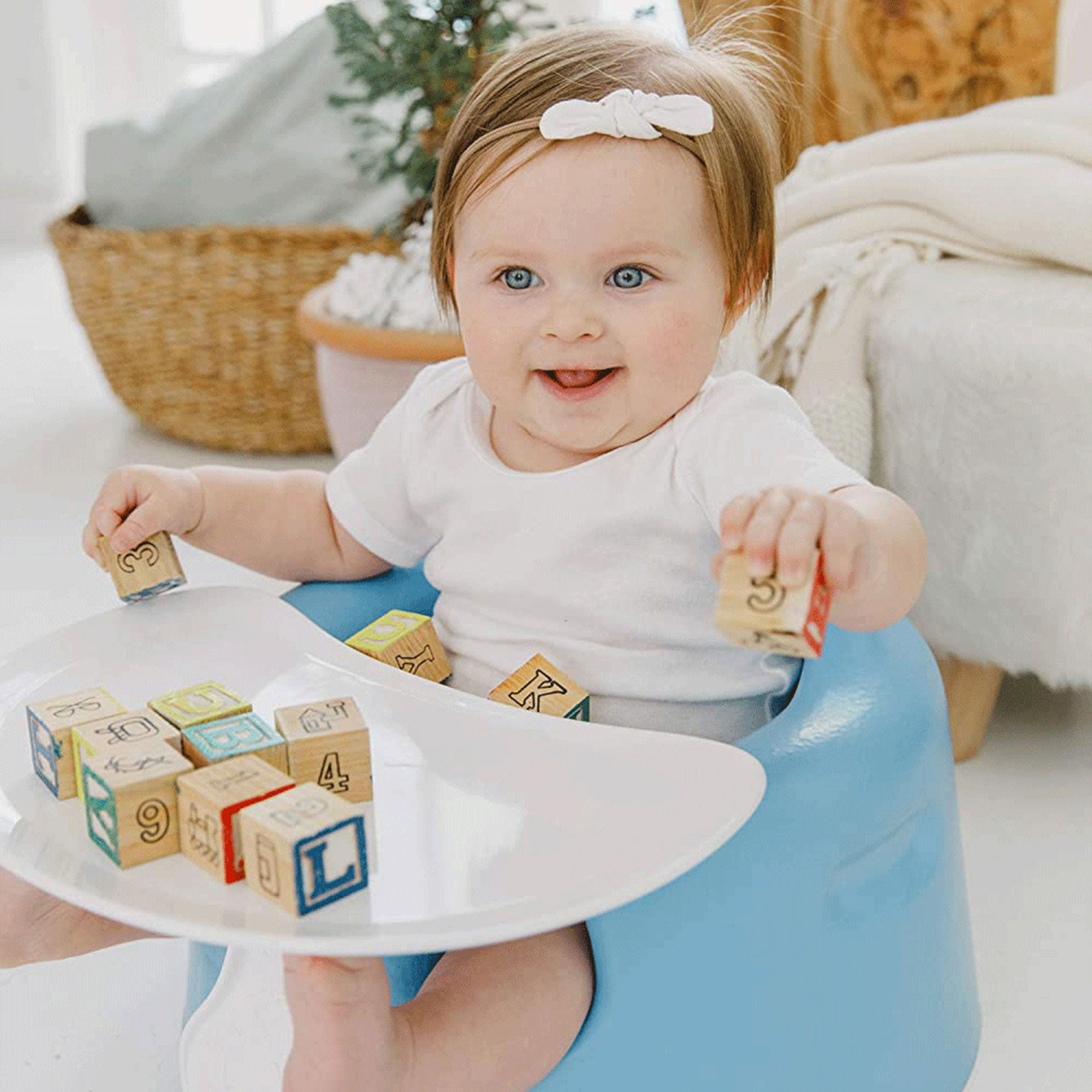 Bumbo Baby Soft Foam Wide Floor Seat w/3 Point Adjustable Harness, 3 Pack, Blue - VMInnovations