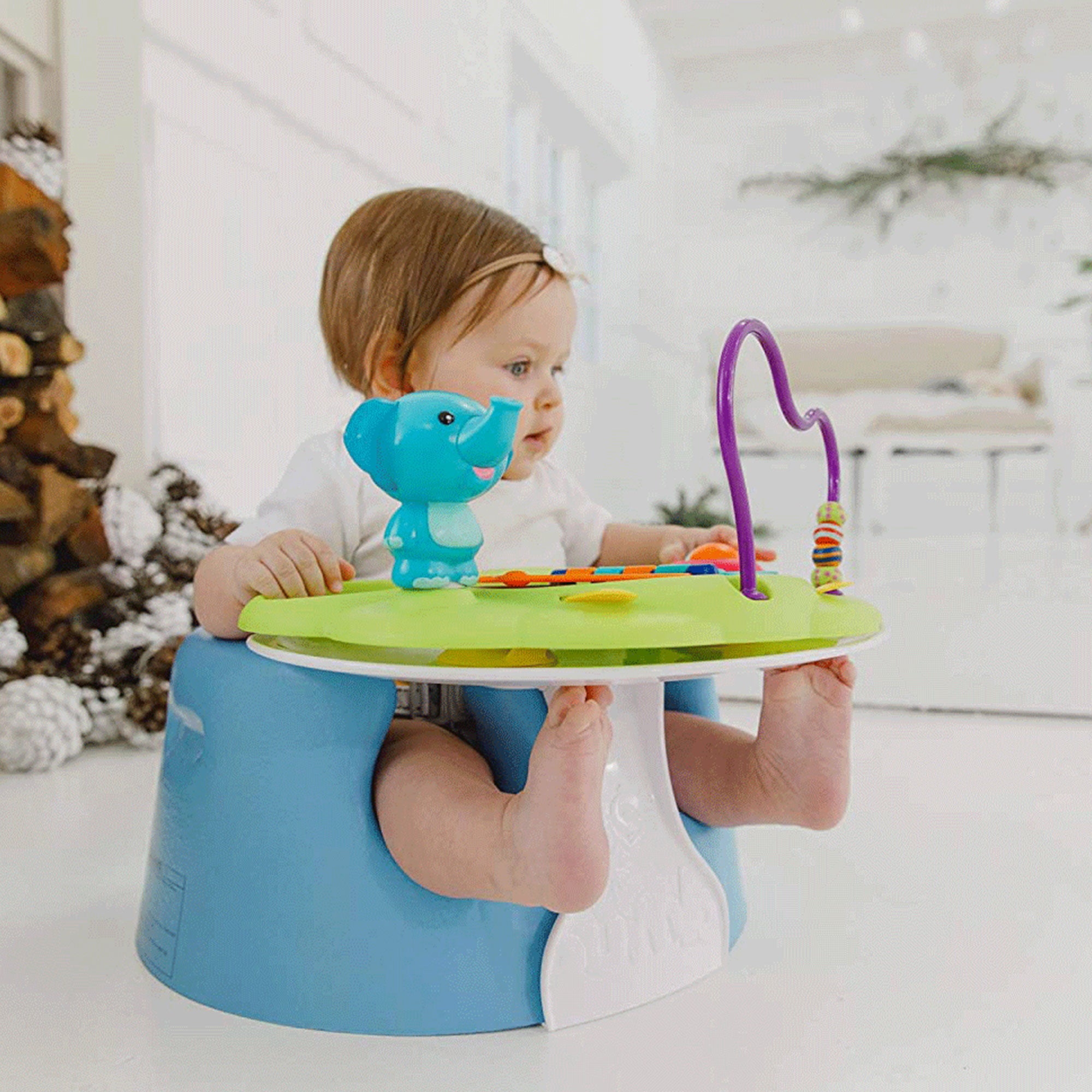 Bumbo Baby Soft Foam Wide Floor Seat w/3 Point Adjustable Harness, 3 Pack, Blue - VMInnovations