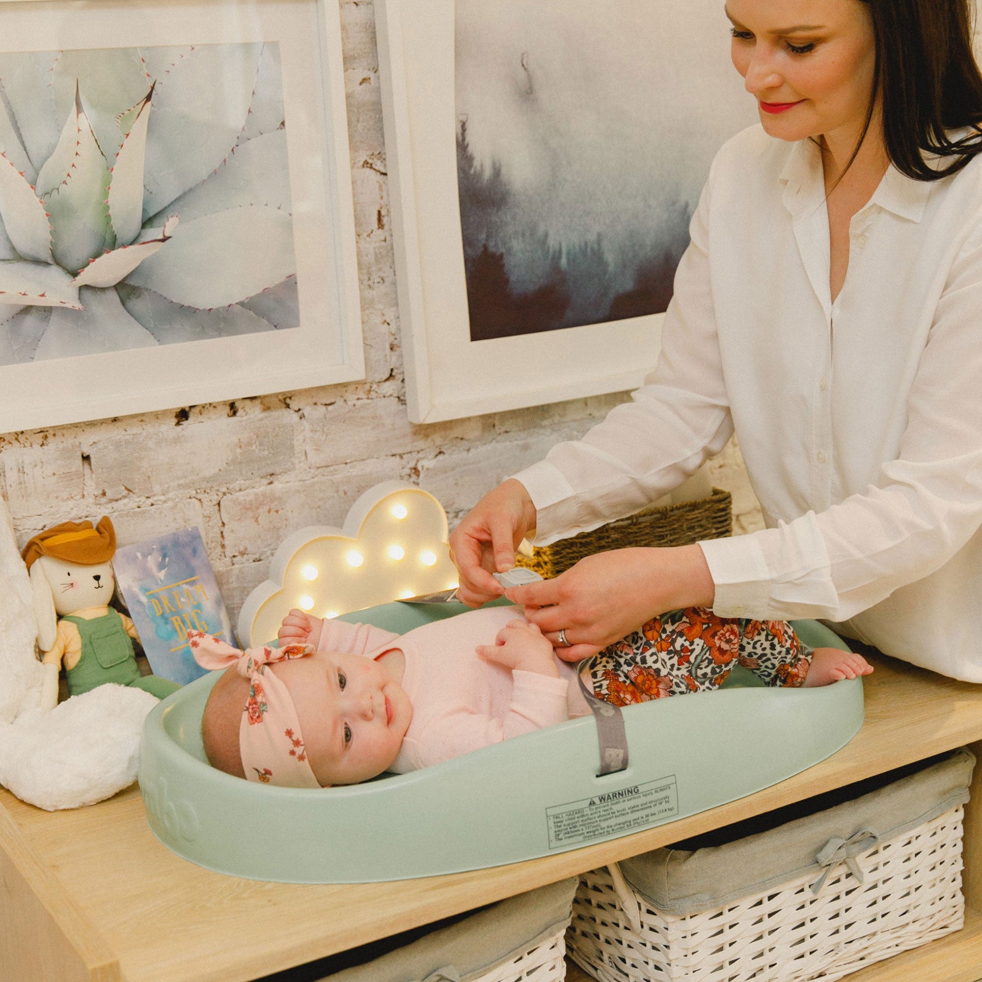 Bumbo Diaper Changing Pad, Baby Changing Mat with Safety Belt, 2 Pack, Hemlock - VMInnovations