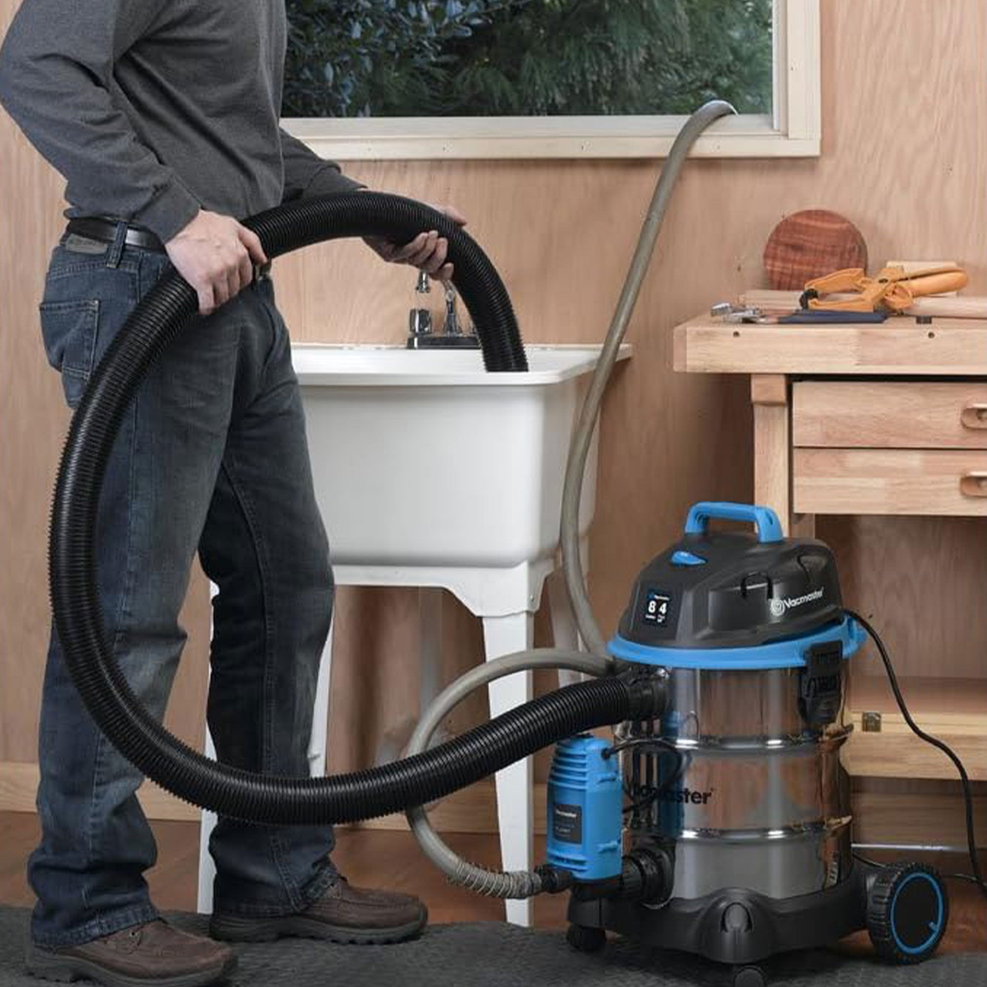 Vacmaster Wet and Dry Pump with Shut Off Valve and High Impact Housing(Open Box) - VMInnovations