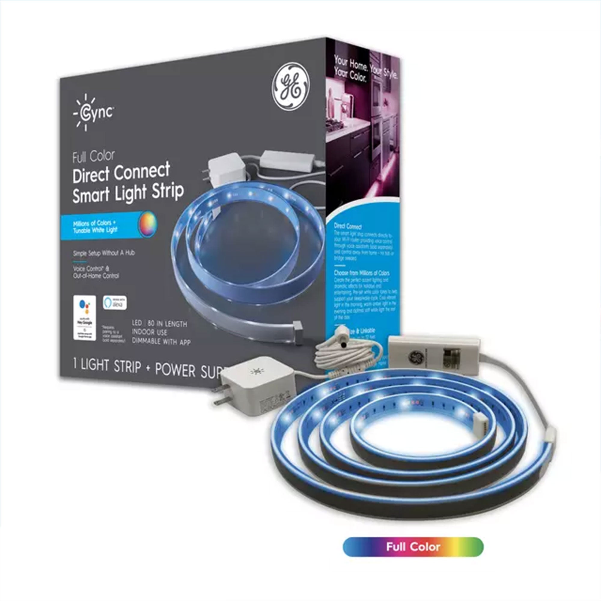 Cync Smart LED Light Strip with Voice & Out of Home Control, 80" Long (Open Box) - VMInnovations