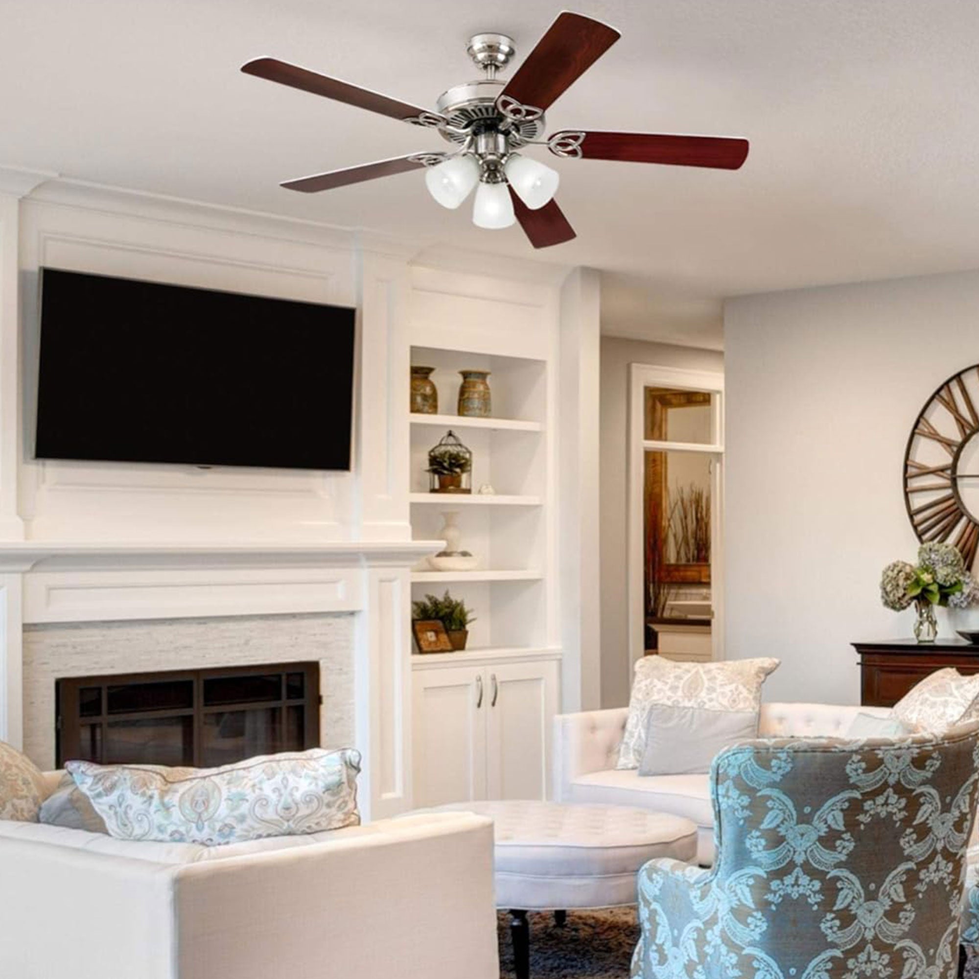 Westinghouse 2 Pack Vintage Ceiling Fan with Light Kit, 52 Inch, Brushed Nickel - VMInnovations