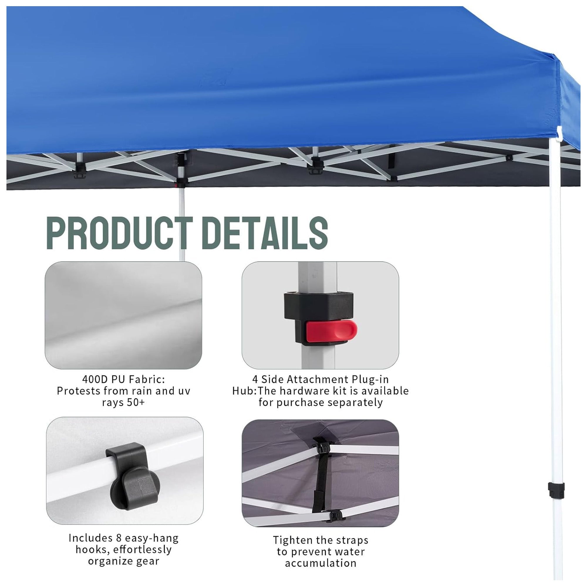 CROWN SHADES 10x20 Pop Up Canopy, Commercial Heavy Duty Tent, Blue (Used) - VMInnovations