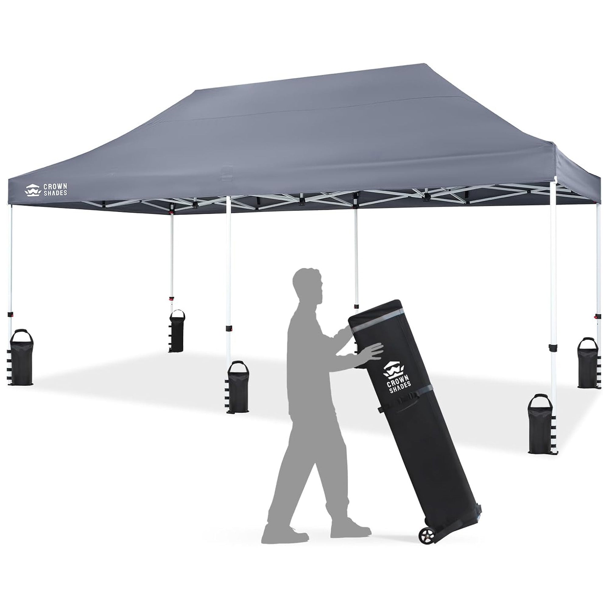 CROWN SHADES 10x20 Pop Up Canopy, Heavy Duty Tent for Events, Grey (Used) - VMInnovations
