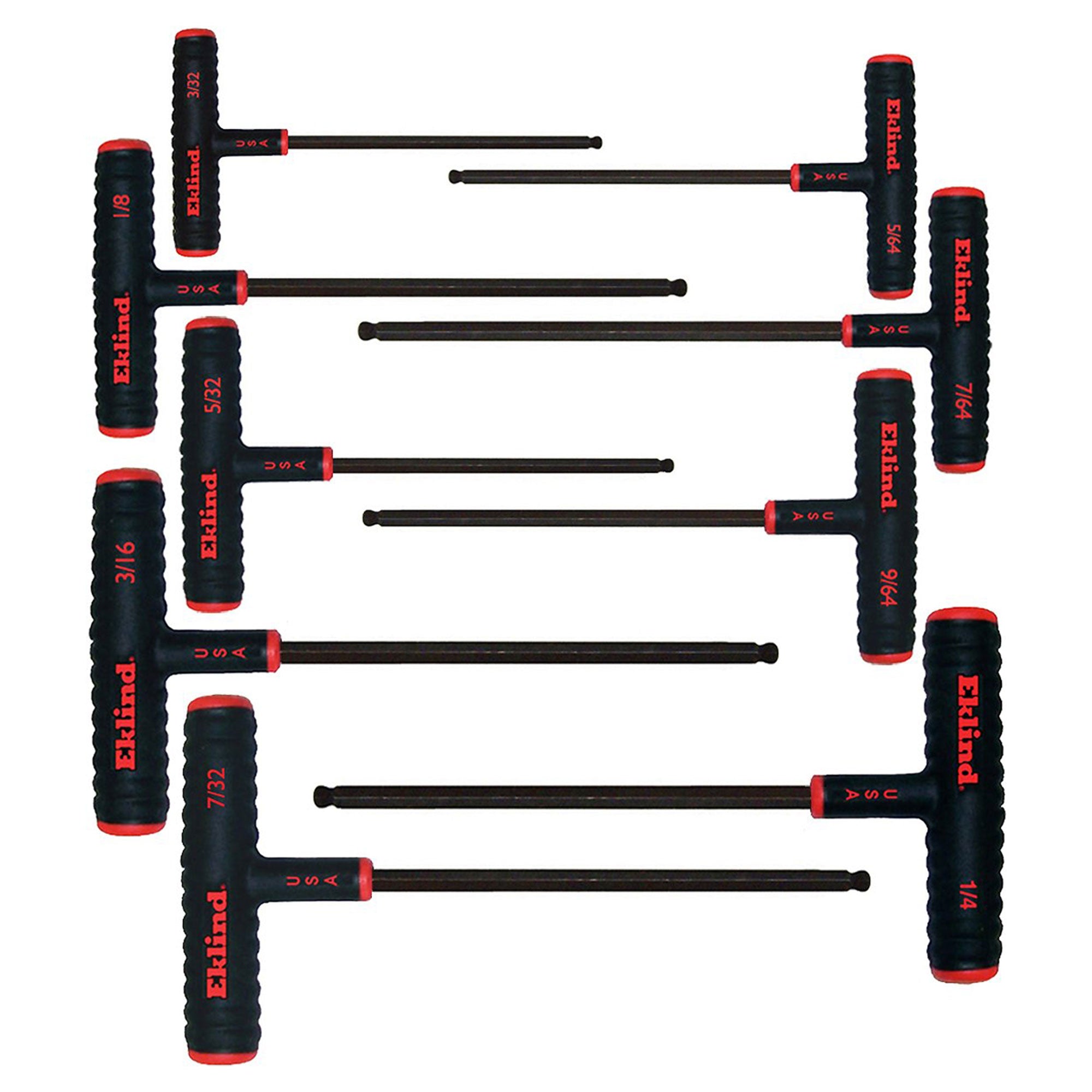 Eklind Tool 9 Piece Set Power T Handle Ball Hex Key Alloy Steel Allen Wrench - VMInnovations