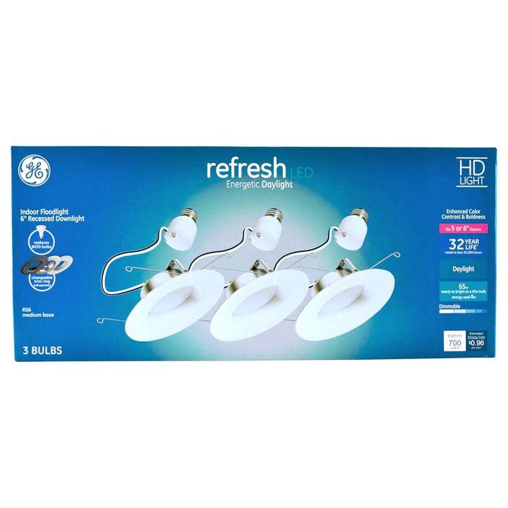 GE Lighting Refresh HD LED Light Bulbs, 750 Lumens for Indoor Use, 3 Pack, White - VMInnovations