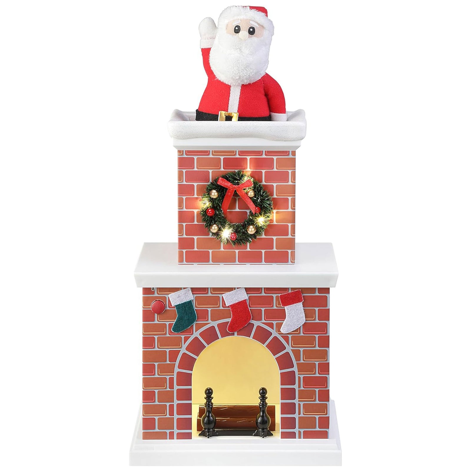 Mr. Christmas 18 Inch Animated Santa in Chimney with LED Lights and Music, White - VMInnovations