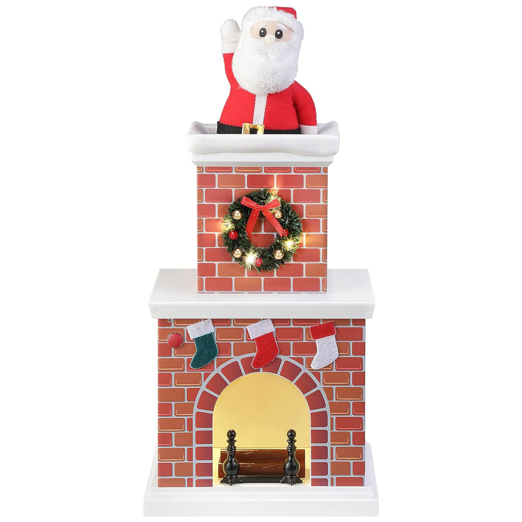 Mr. Christmas 2 Pack 18" Animated Santa in Chimney w/LED Lights & Music, White