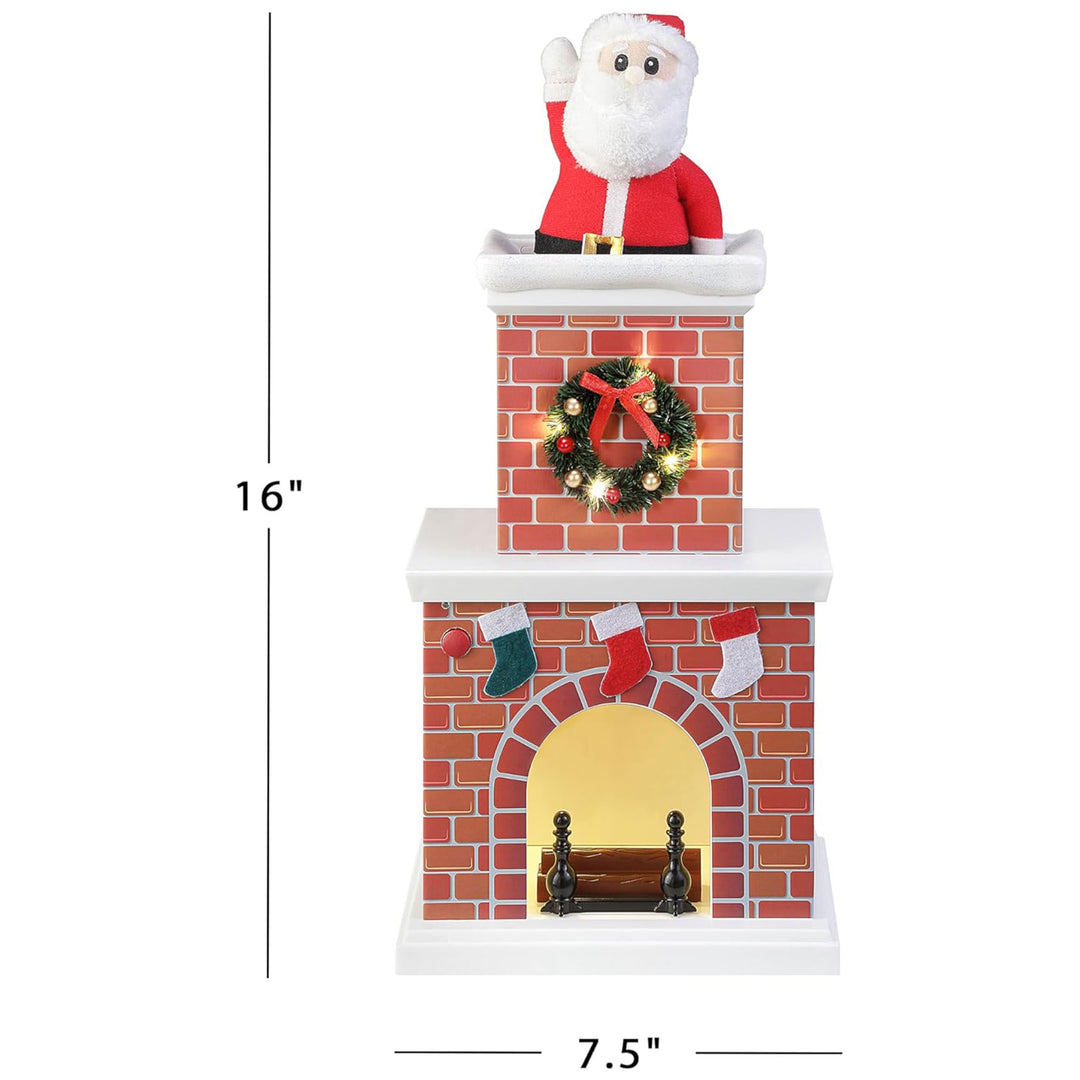 Mr. Christmas 18 Inch Animated Santa in Chimney with LED Lights and Music, White - VMInnovations