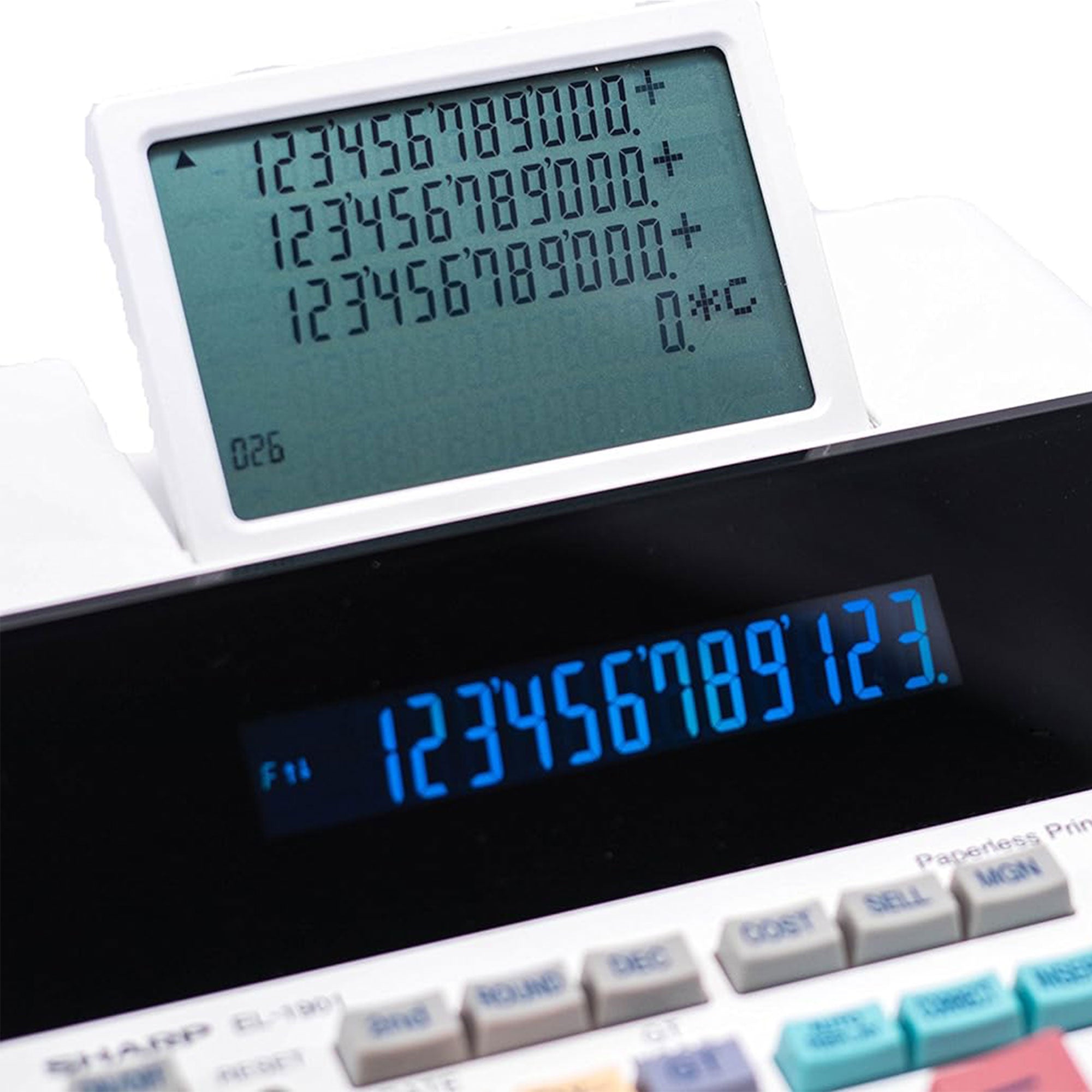 Sharp EL-1901 Digital Paperless Printing Calculator with 12 Digit Display, White - VMInnovations