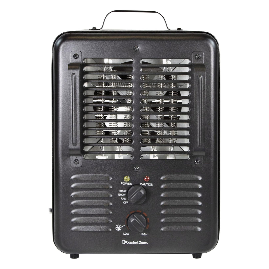 Comfort Zone 1500W Electric 3 Heat Utility Heater w/Adjustable Thermostat, Black - VMInnovations