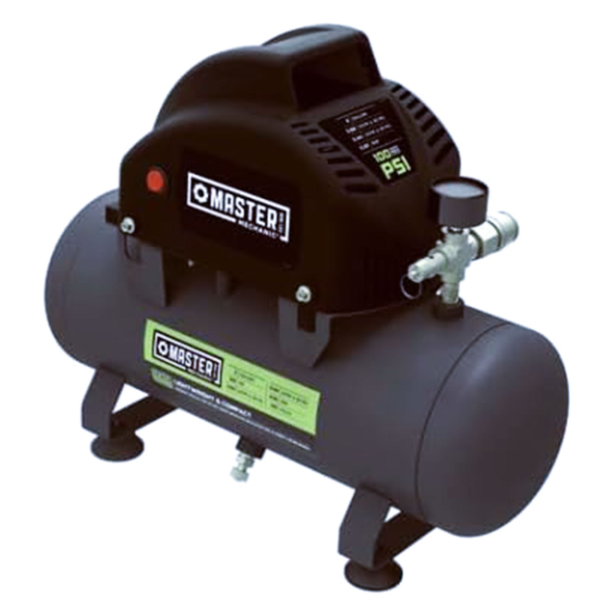 Master Mechanic Portable Air Compressor with Built In Handle, 2 Gallon, Black - VMInnovations