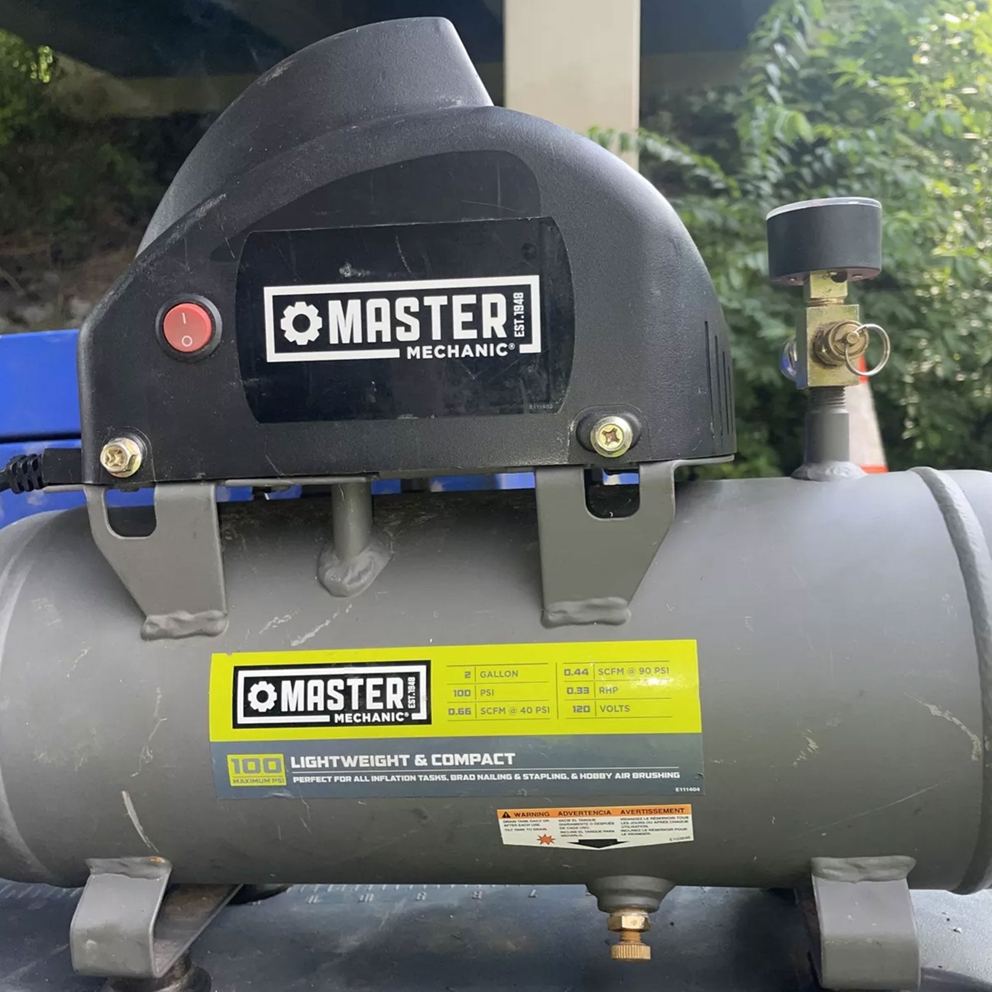 Master Mechanic Portable Air Compressor with Built In Handle, 2 Gallon, Black - VMInnovations