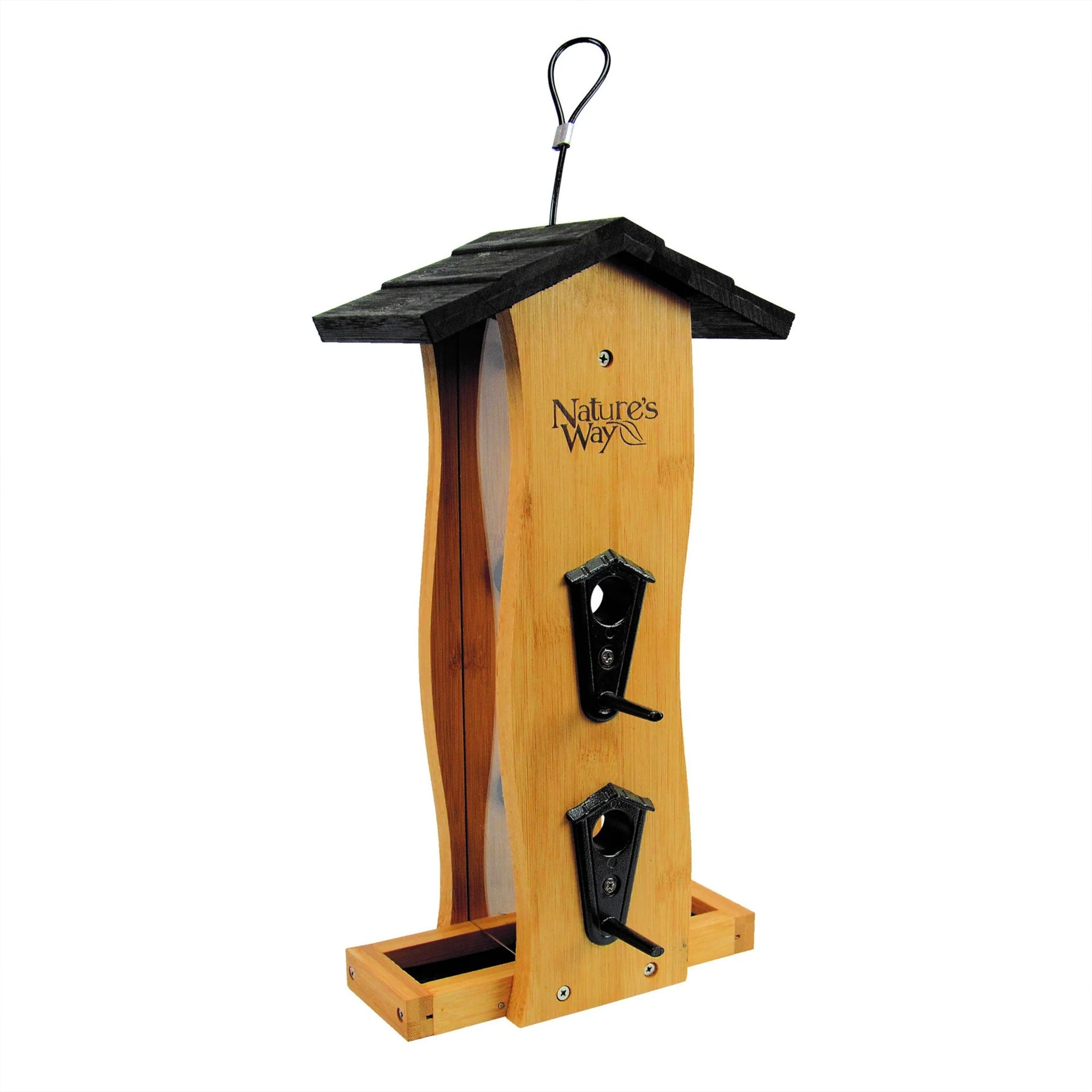 Nature's Way 2 Pack Bamboo Bird Feeder with Removable Fresh Seed Tray for Birds - VMInnovations