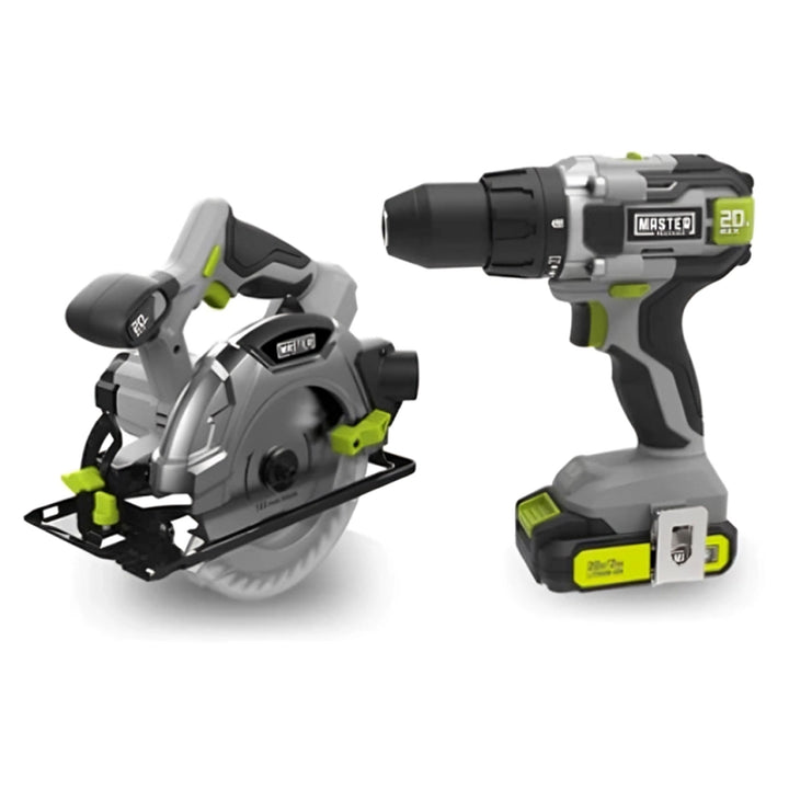 Master Mechanic Cordless 2 Power Tool Combo Drill Saw Kit for Home Improvement - VMInnovations