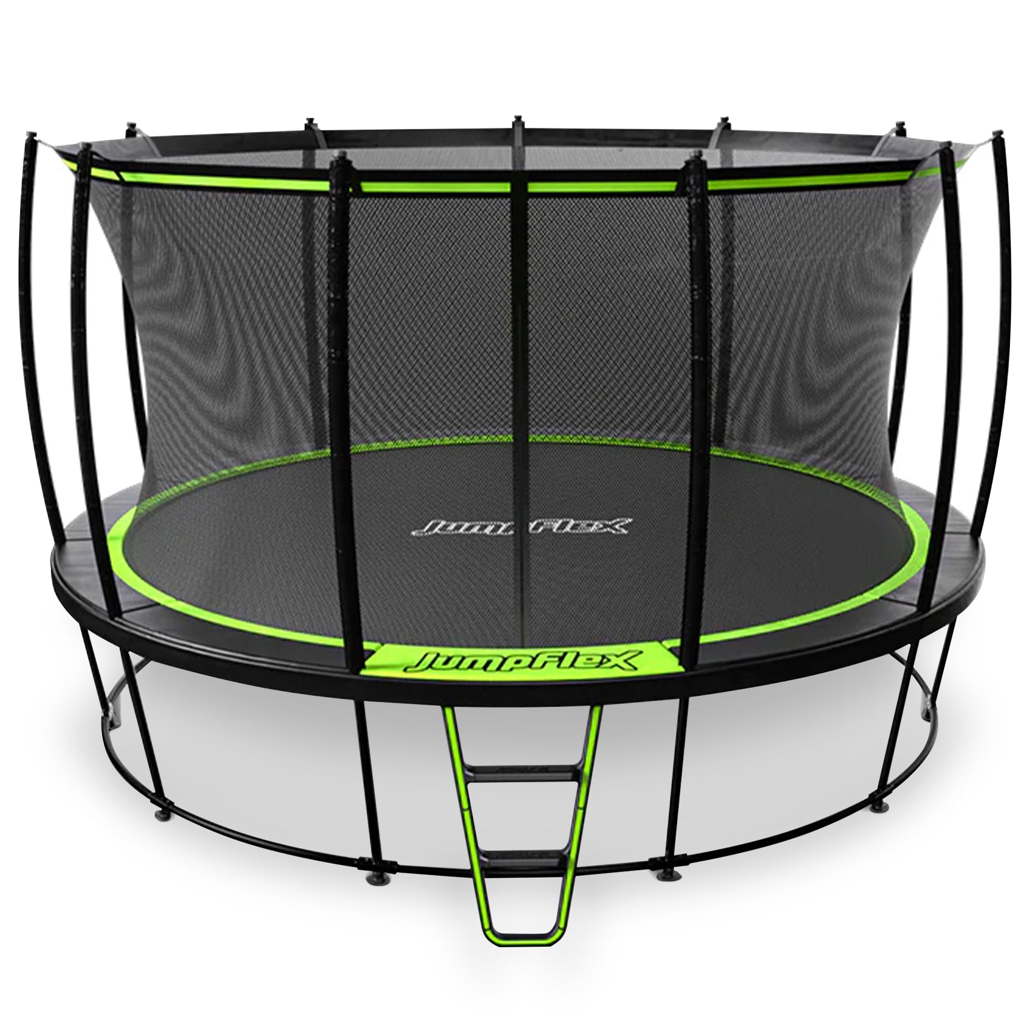 JumpFlex HERO 15' Trampoline for Kids Outdoor Play Equipment with Net and Ladder - VMInnovations