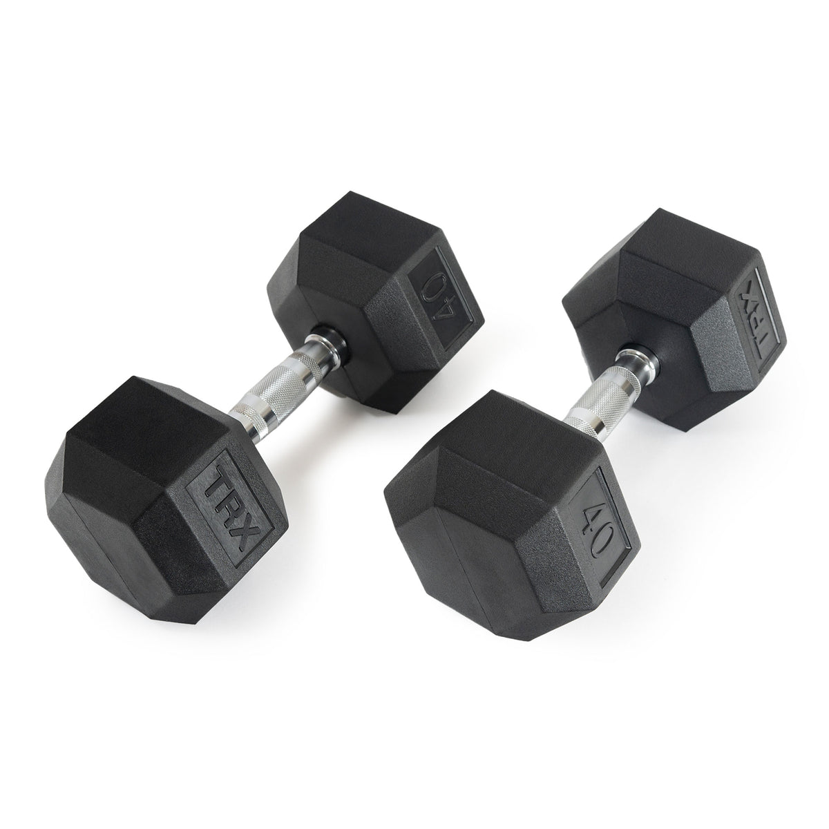 TRX Hex Rubber 40lb Dumbbell Weight Strength Training Workout Equipment, 1 Pair