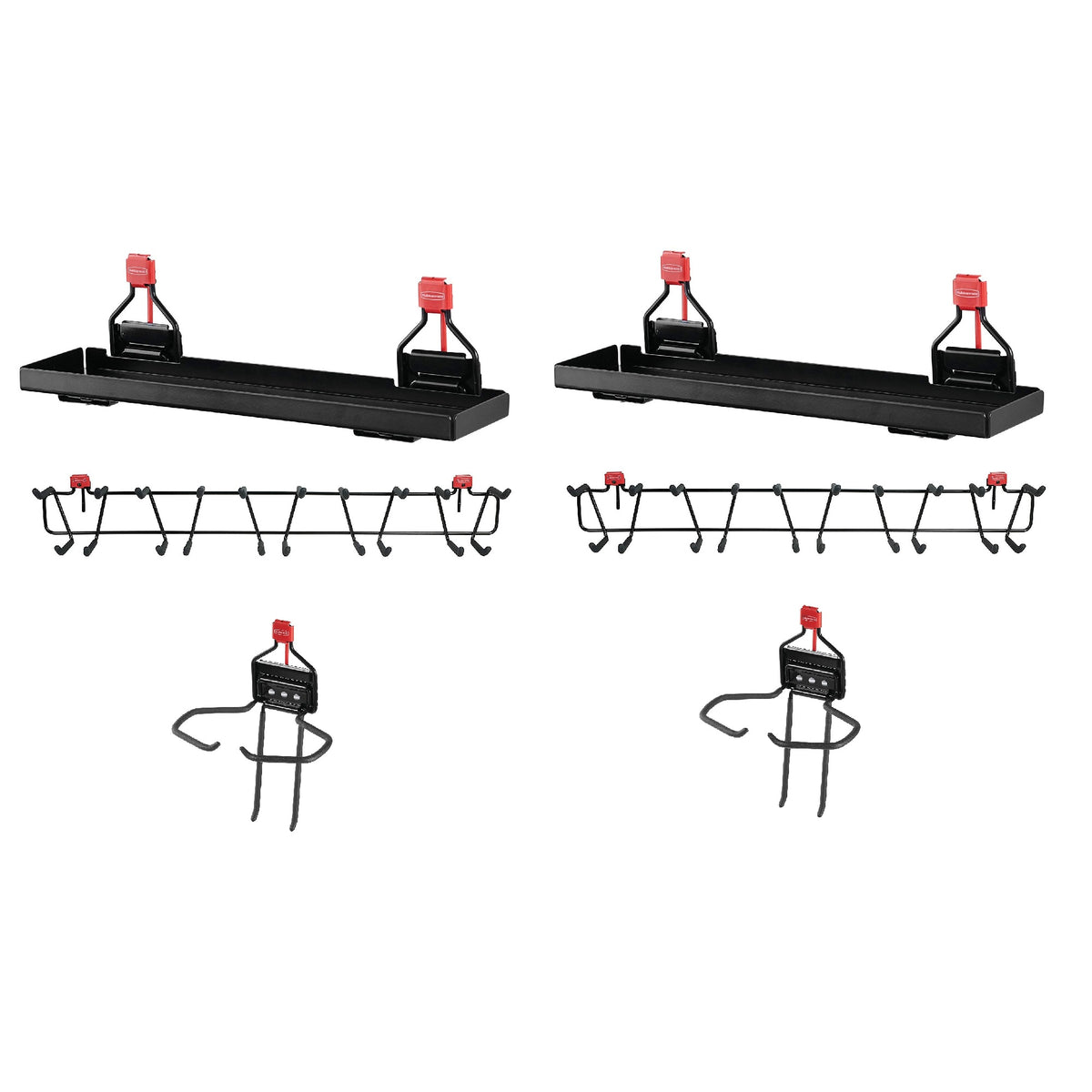Rubbermaid Metal Shed Shelf 2-pack & Tool Rack 2-pack & Power Tool Holder 2-pack