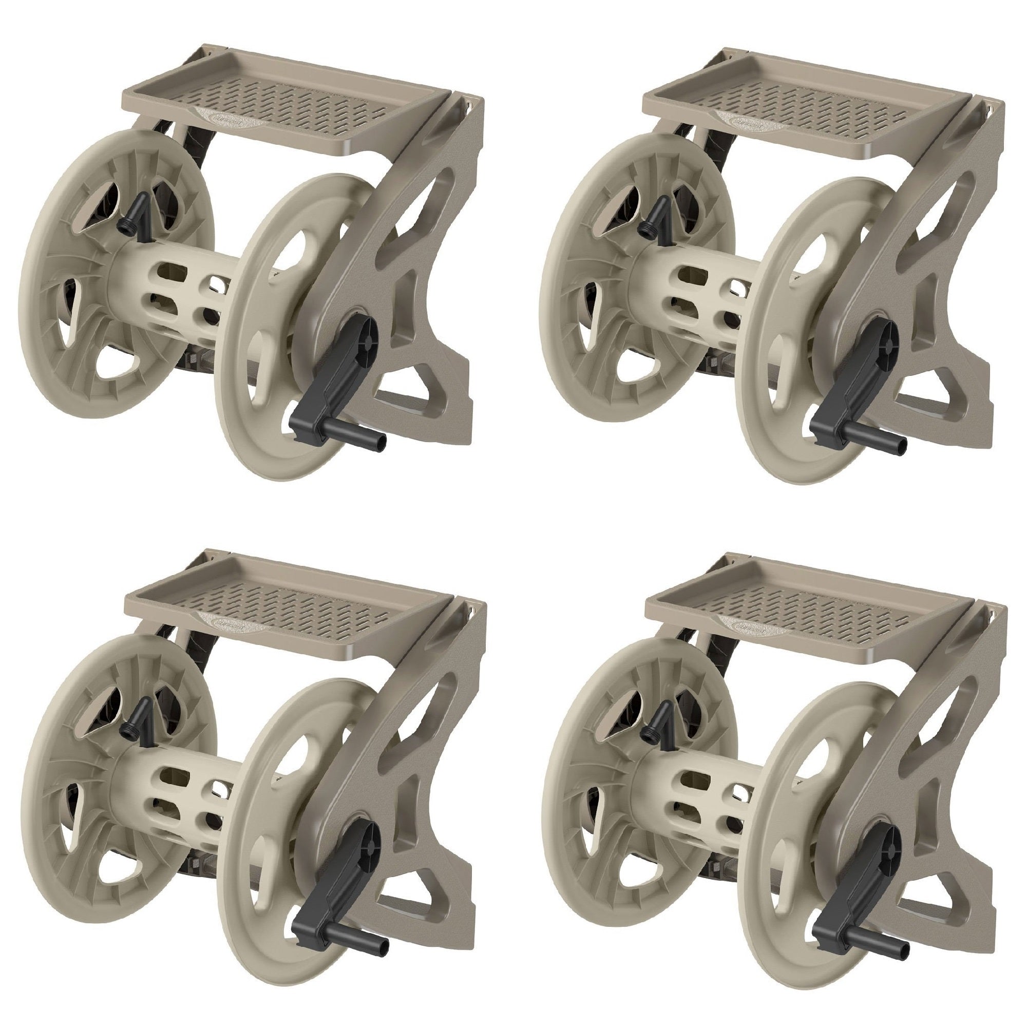 Suncast Handler 200 Foot Resin Wall Mounted Outdoor Garden Hose Reel (4 Pack) - VMInnovations